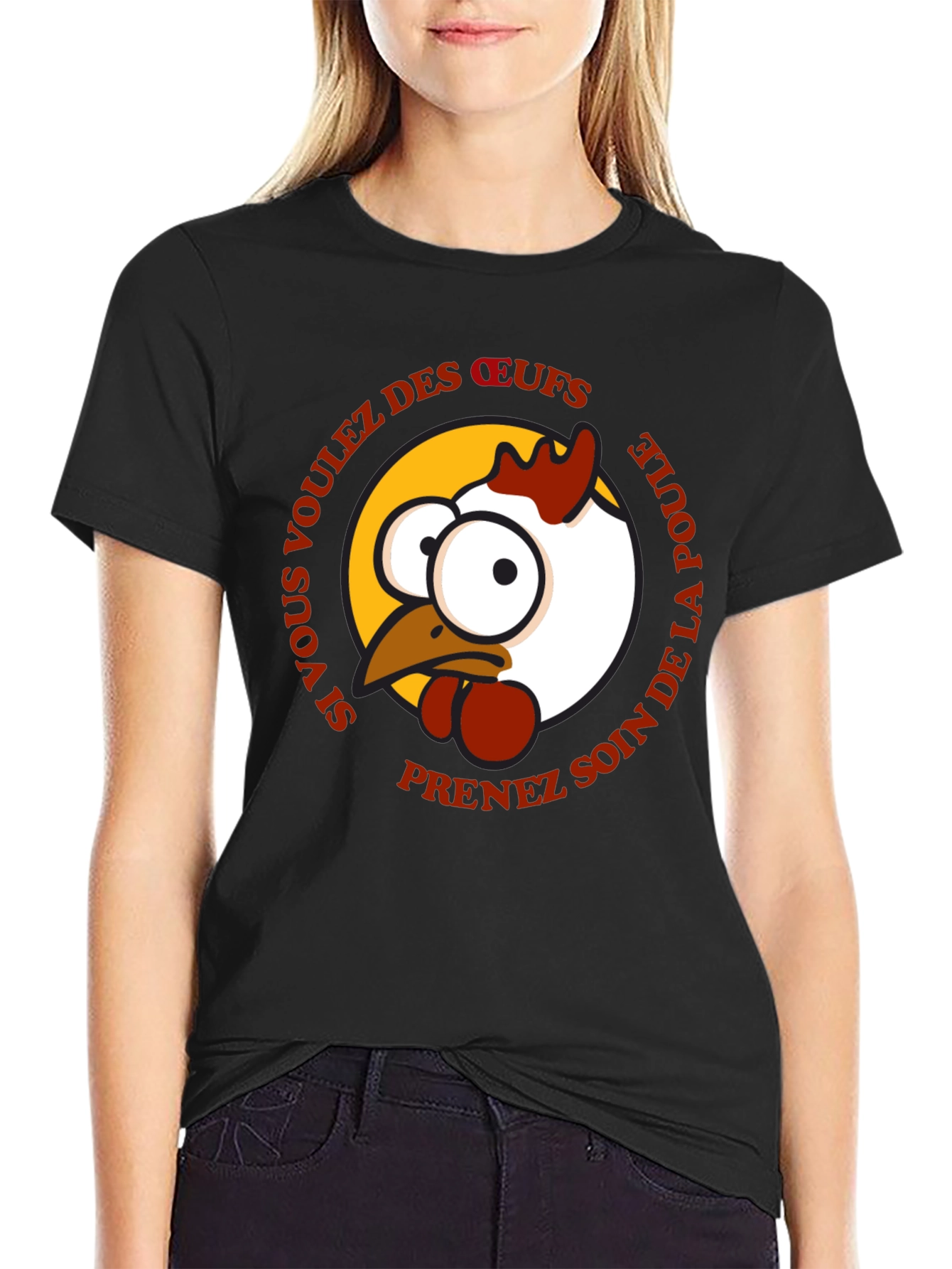 Funny Chicken T-Shirt - French Text Design