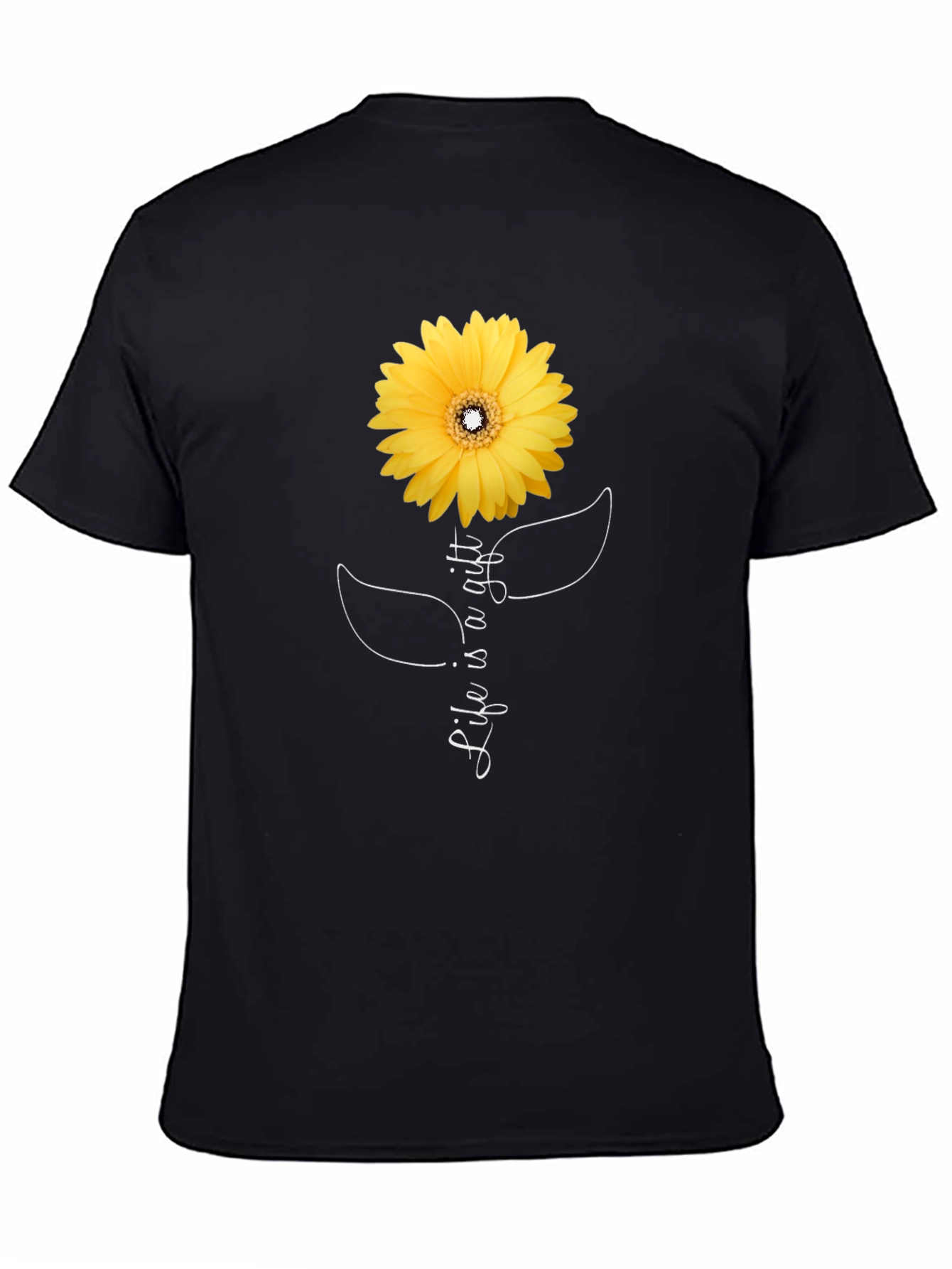 Life is a Gift Sunflower Black T-Shirt