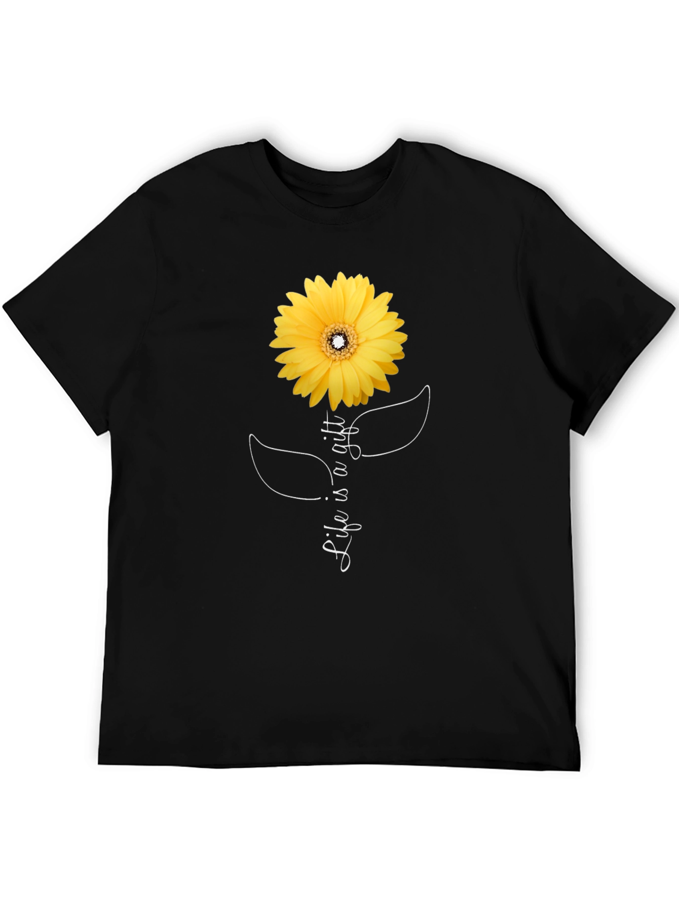 Life is a Gift Sunflower Black T-Shirt