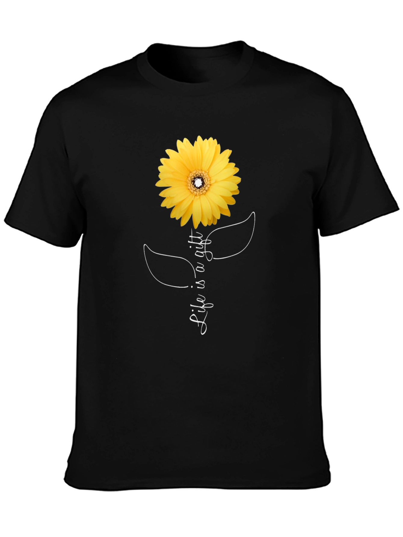 Life is a Gift Sunflower Black T-Shirt