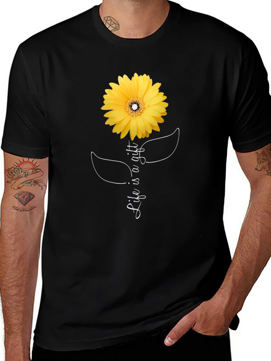 Life is a Gift Sunflower Black T-Shirt