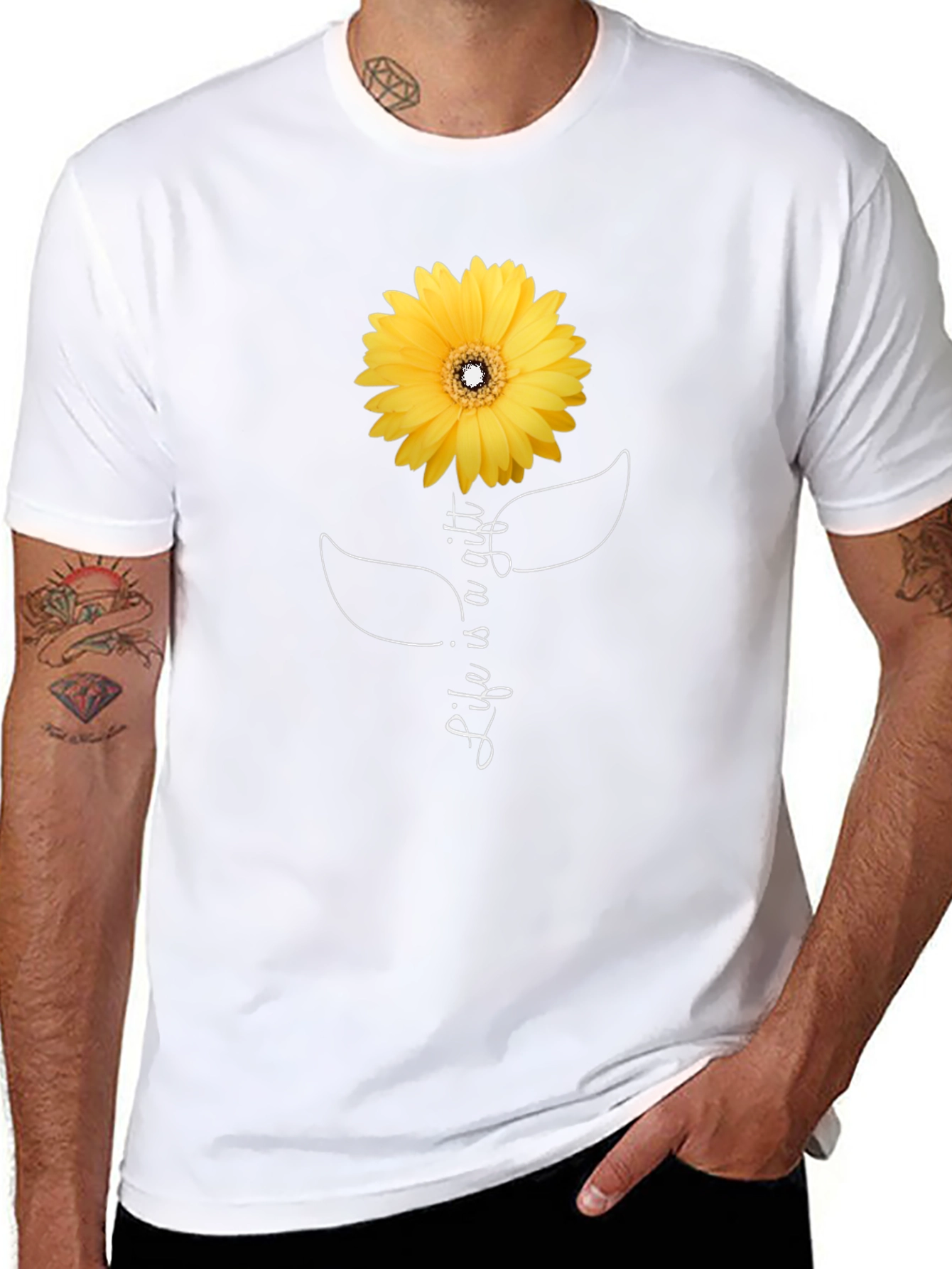 Life is a Gift Sunflower Black T-Shirt