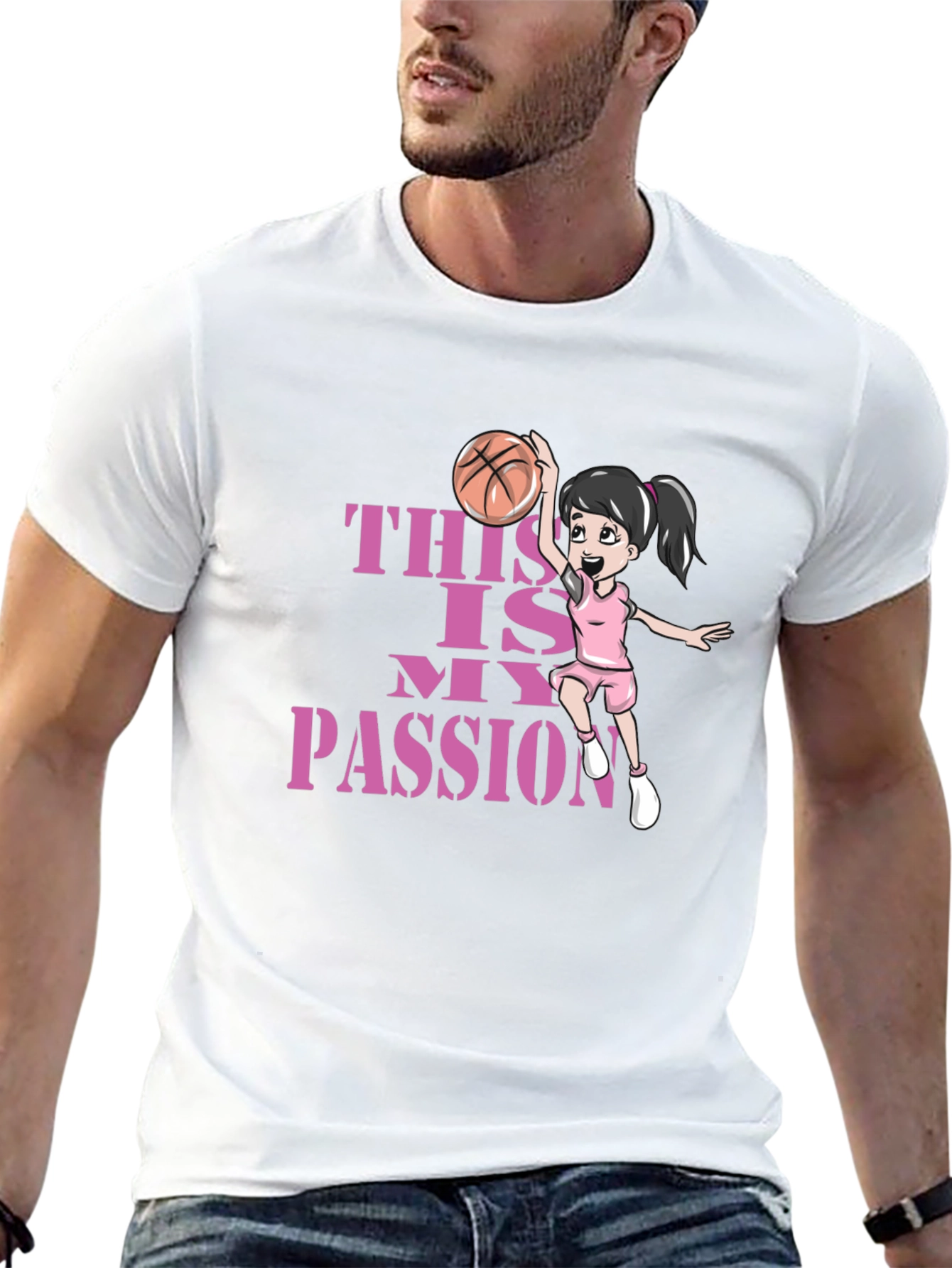 Basketball Passion T-Shirt - Black Graphic Tee