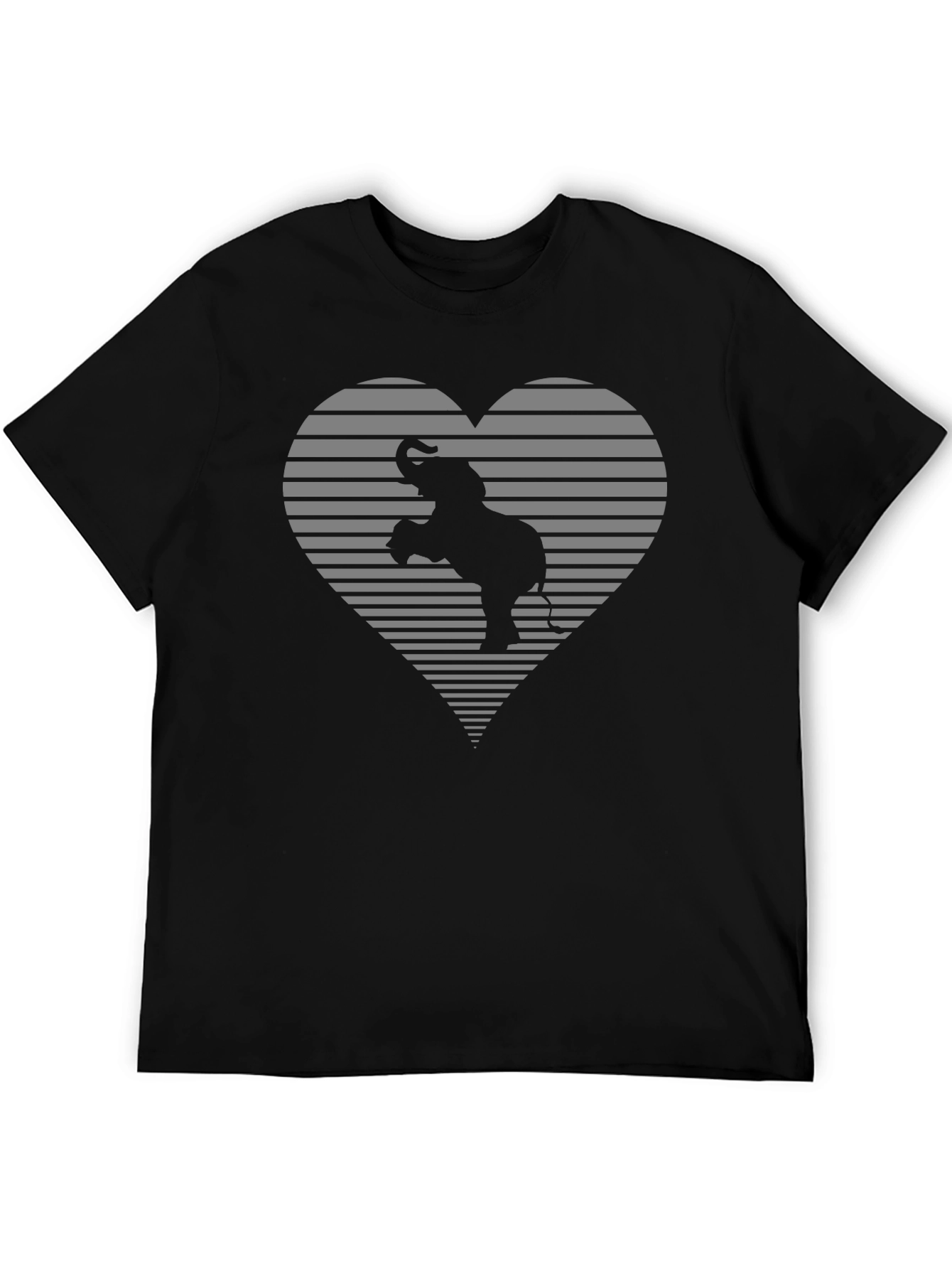 Elephant Heart Graphic Tee - Black Cotton Comfort