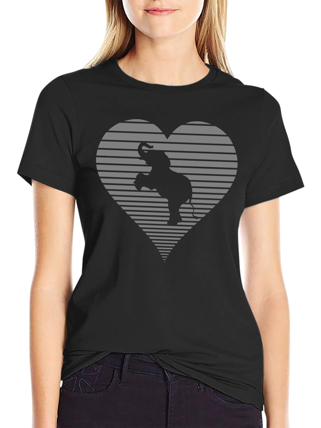 Elephant Heart Graphic Tee - Black Cotton Comfort