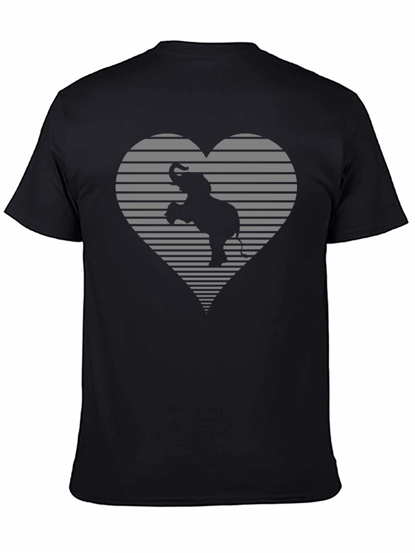 Elephant Heart Graphic Tee - Black Cotton Comfort
