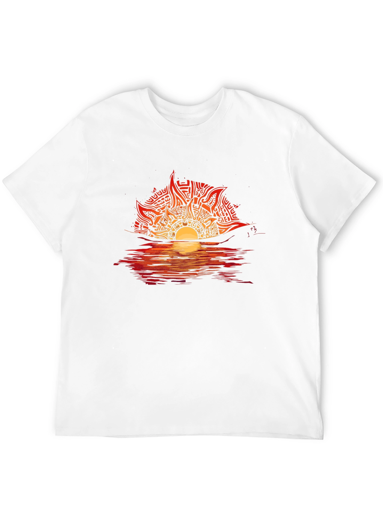 Sunset Graphic Tee - Unique Tribal Sun Design