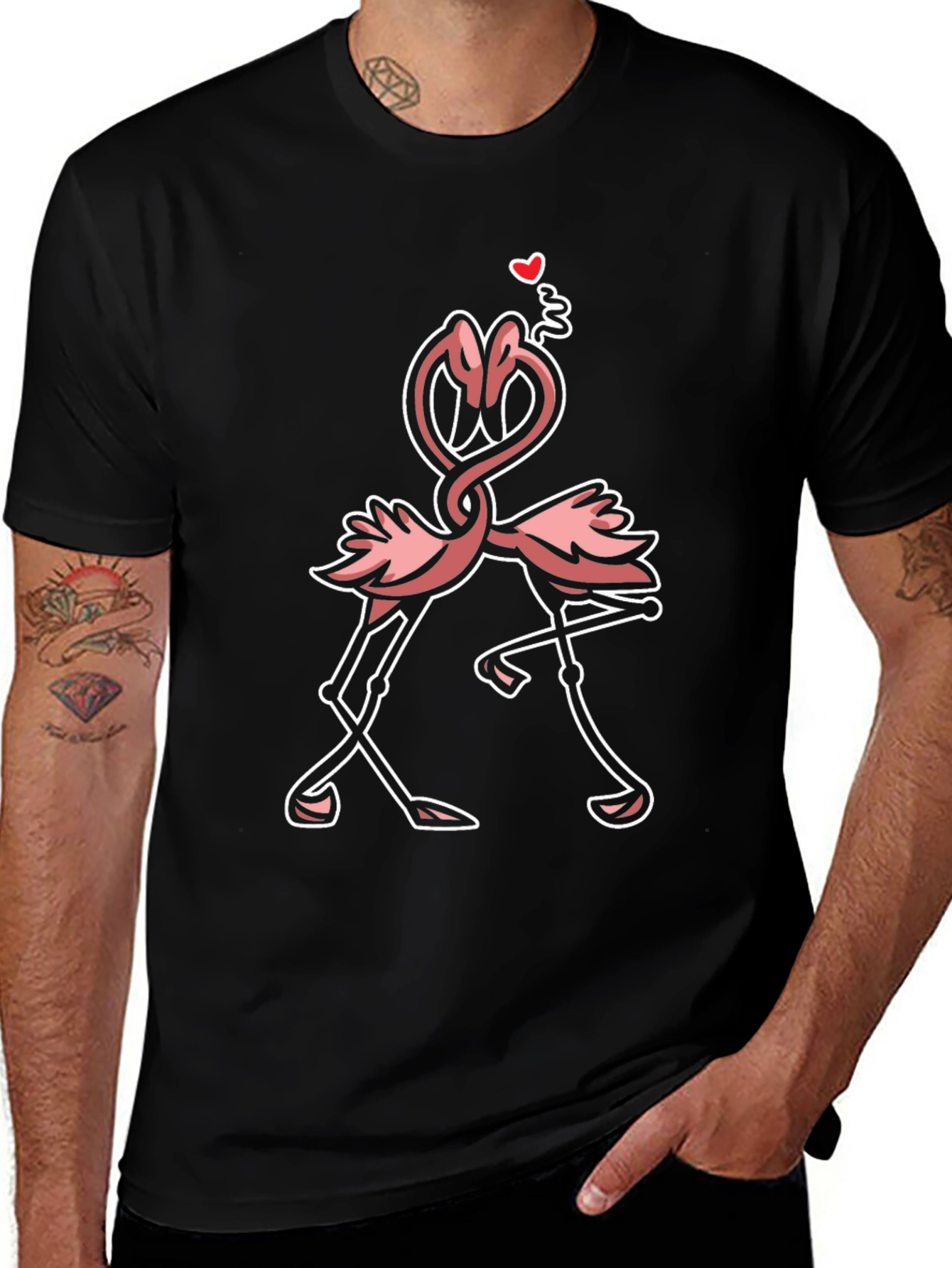 Flamingo Love Black T-Shirt