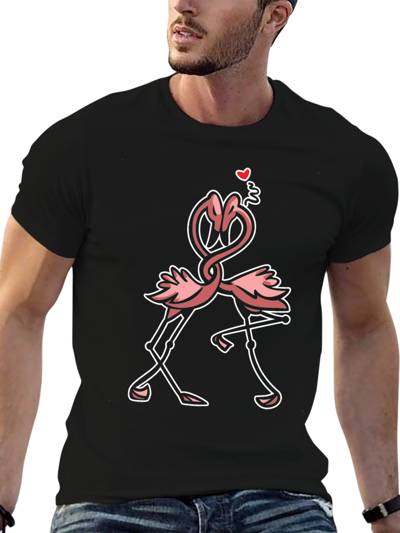 Flamingo Love Black T-Shirt