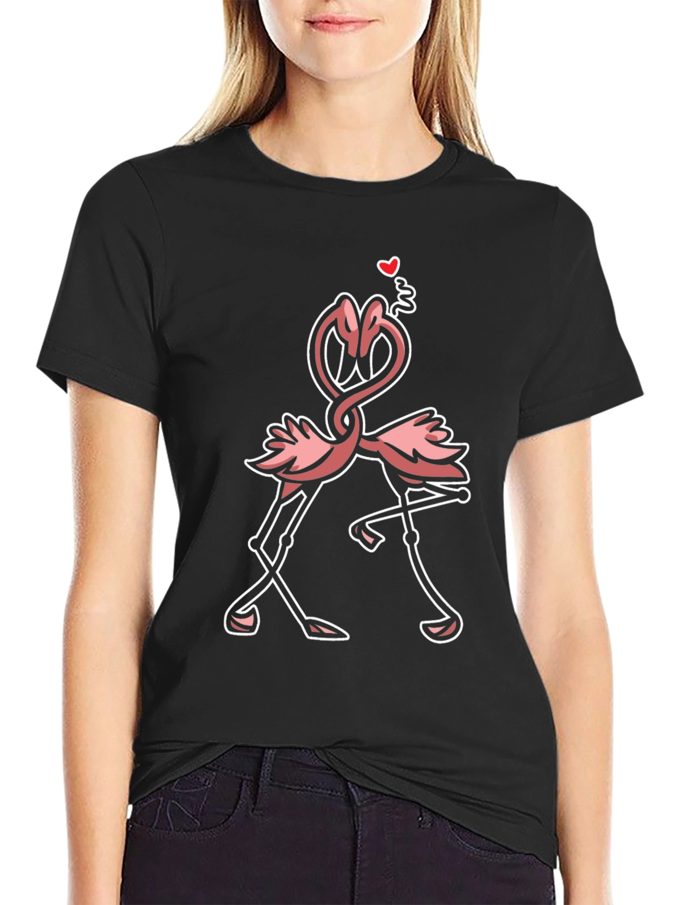 Flamingo Love Black T-Shirt