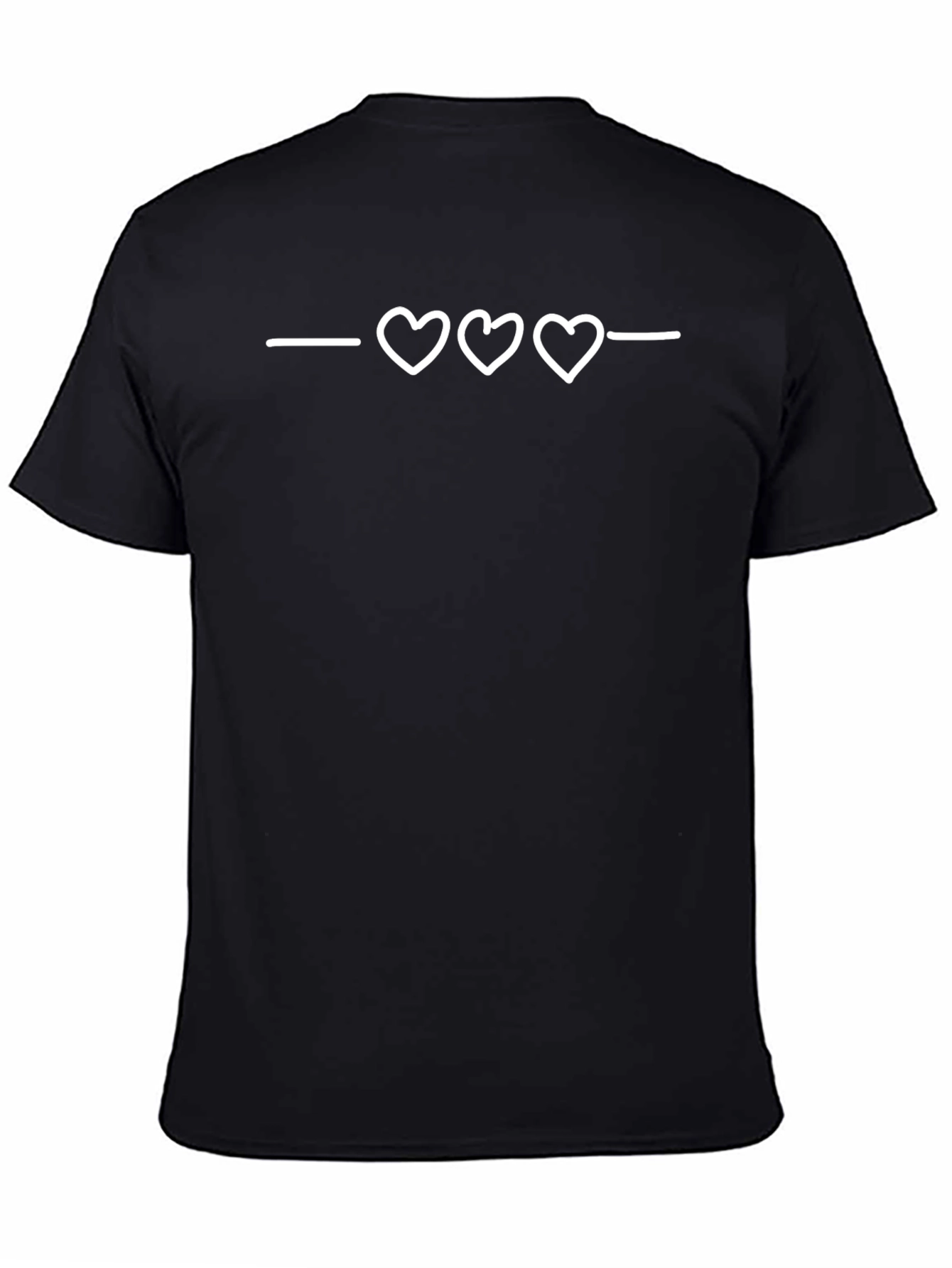 Black Tee with White Hearts Design