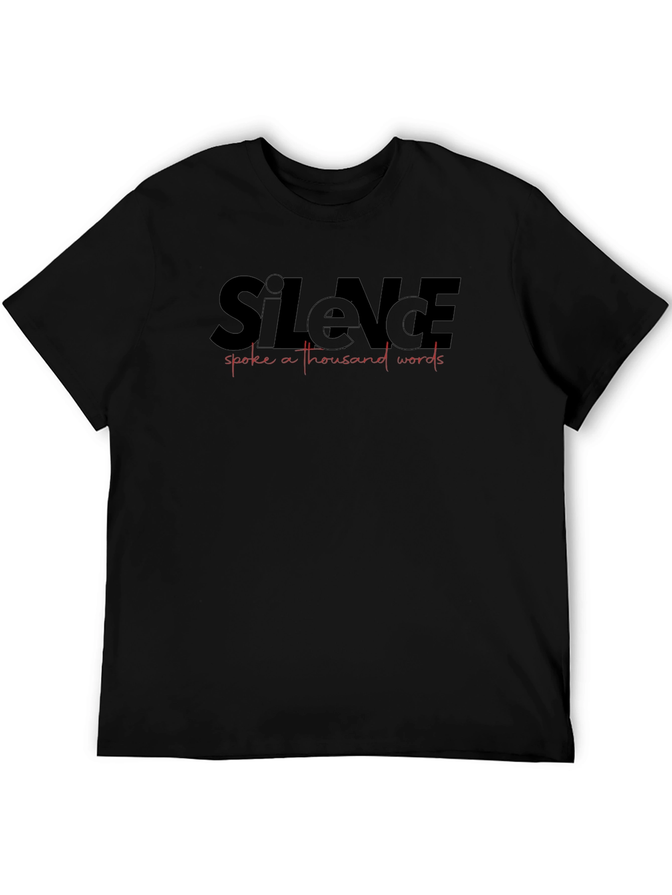 Silence Speaks Mens Black Graphic Tee