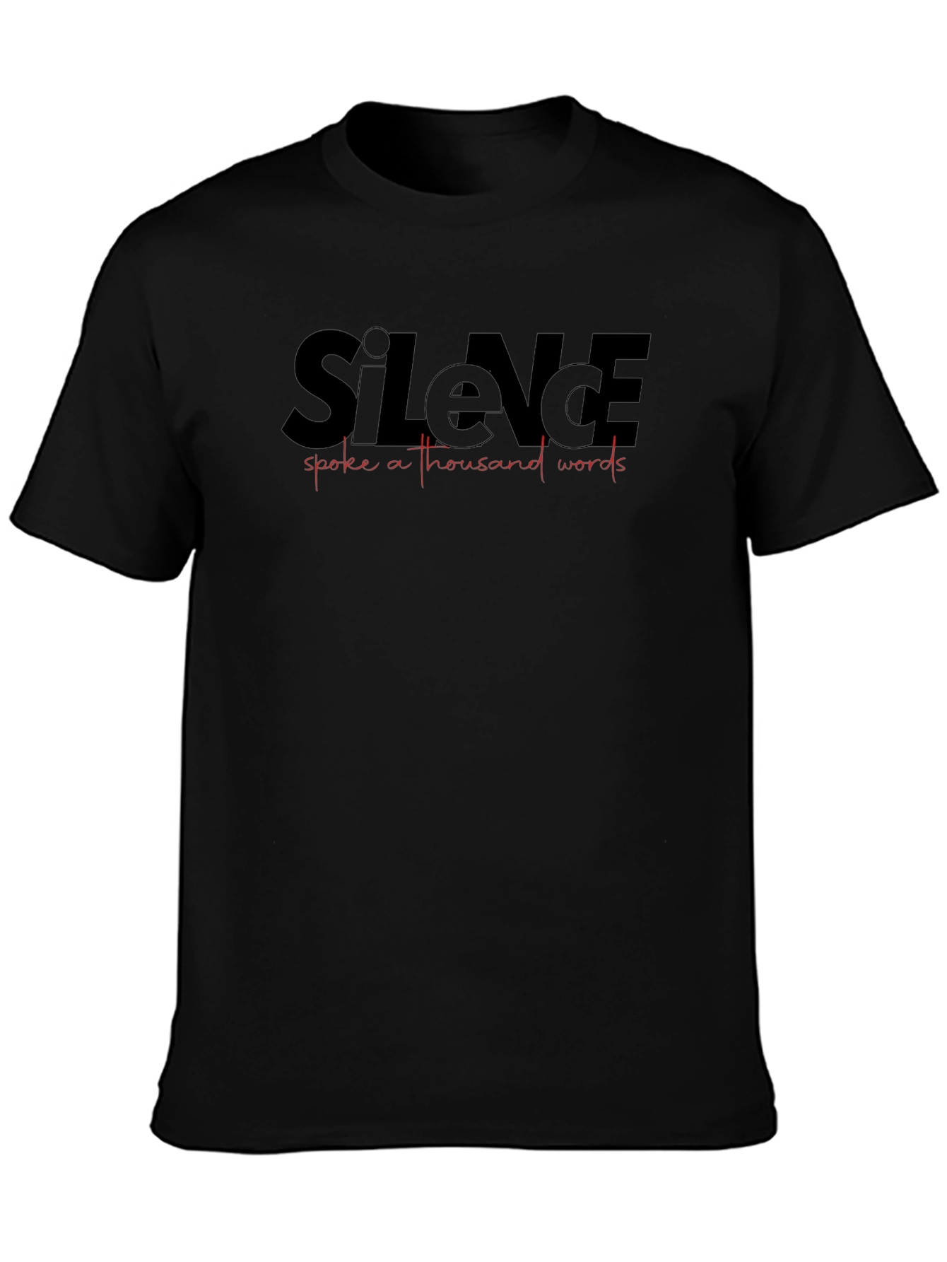 Silence Speaks Mens Black Graphic Tee