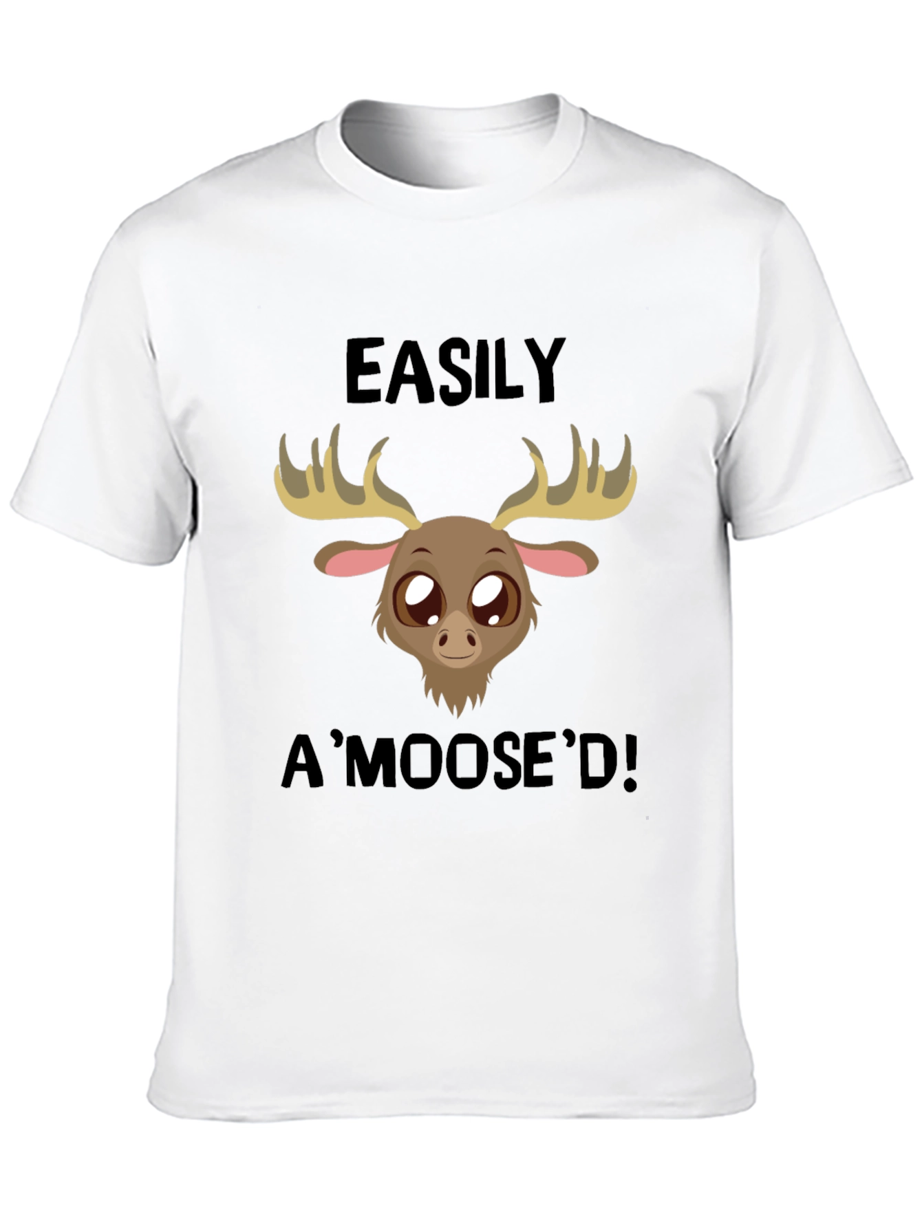 Easily AMoosed T-Shirt - Black Cute Cartoon Moose