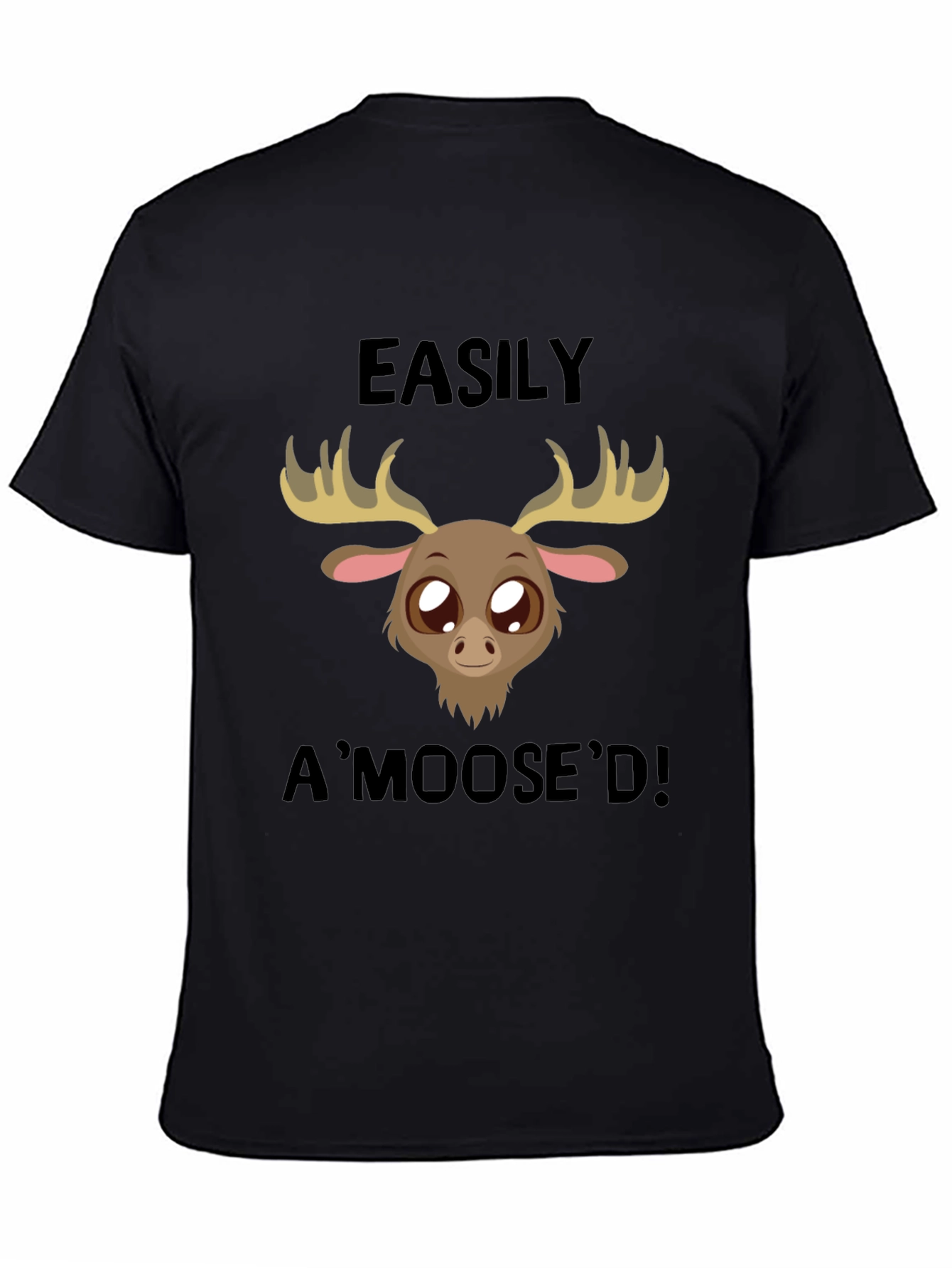 Easily AMoosed T-Shirt - Black Cute Cartoon Moose