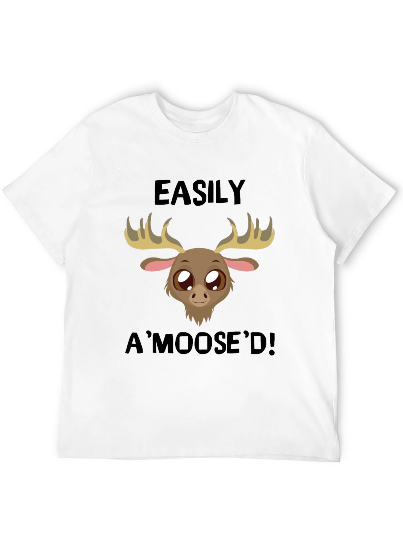 Easily AMoosed T-Shirt - Black Cute Cartoon Moose