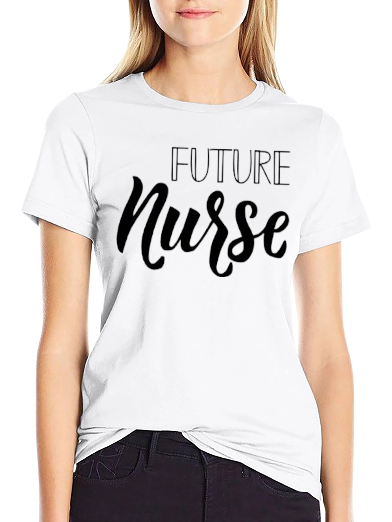 Future Nurse Graphic T-Shirt - Black Cotton Blend