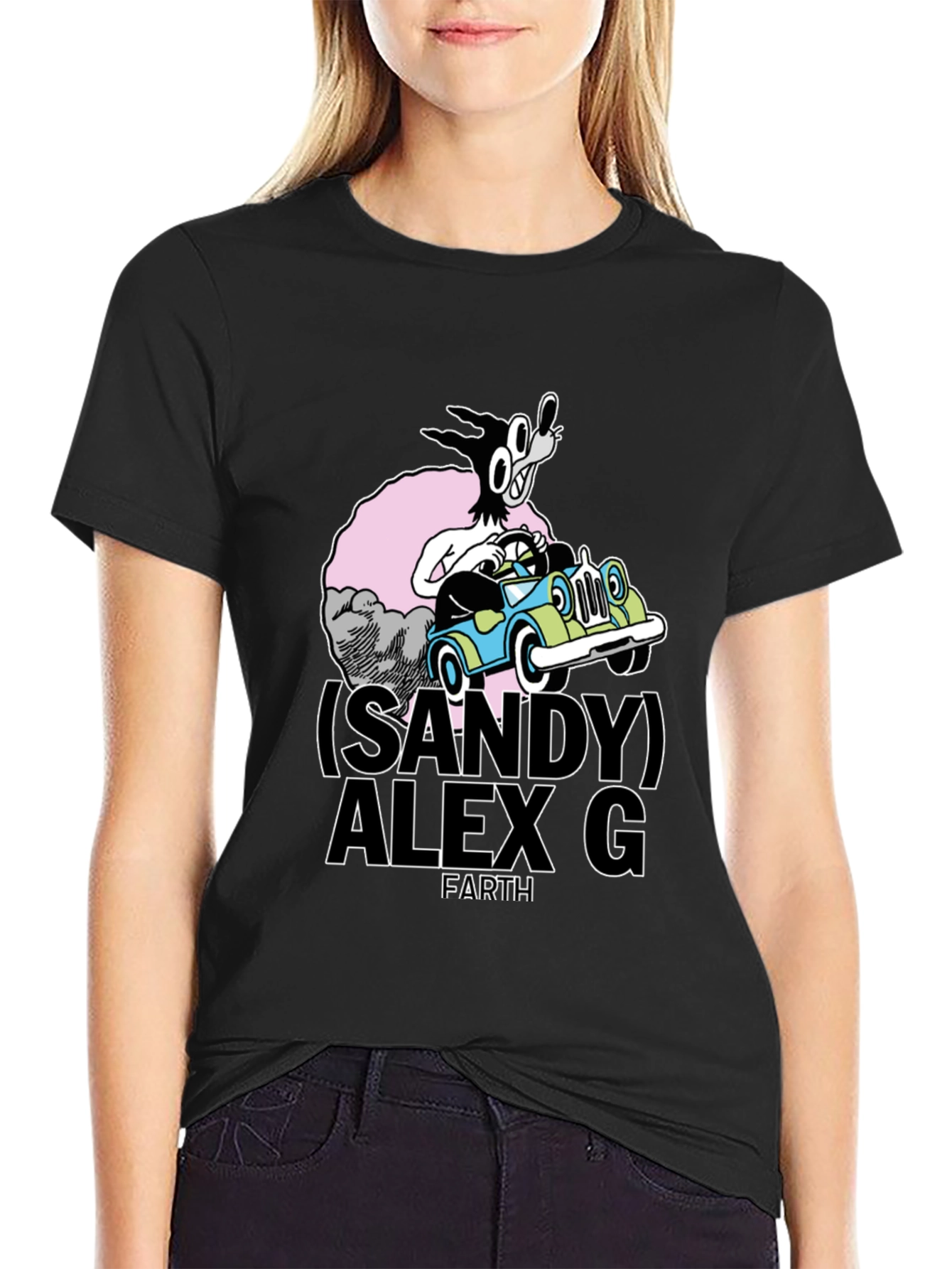 Sandy Alex G Cartoon Graphic Tee - Black