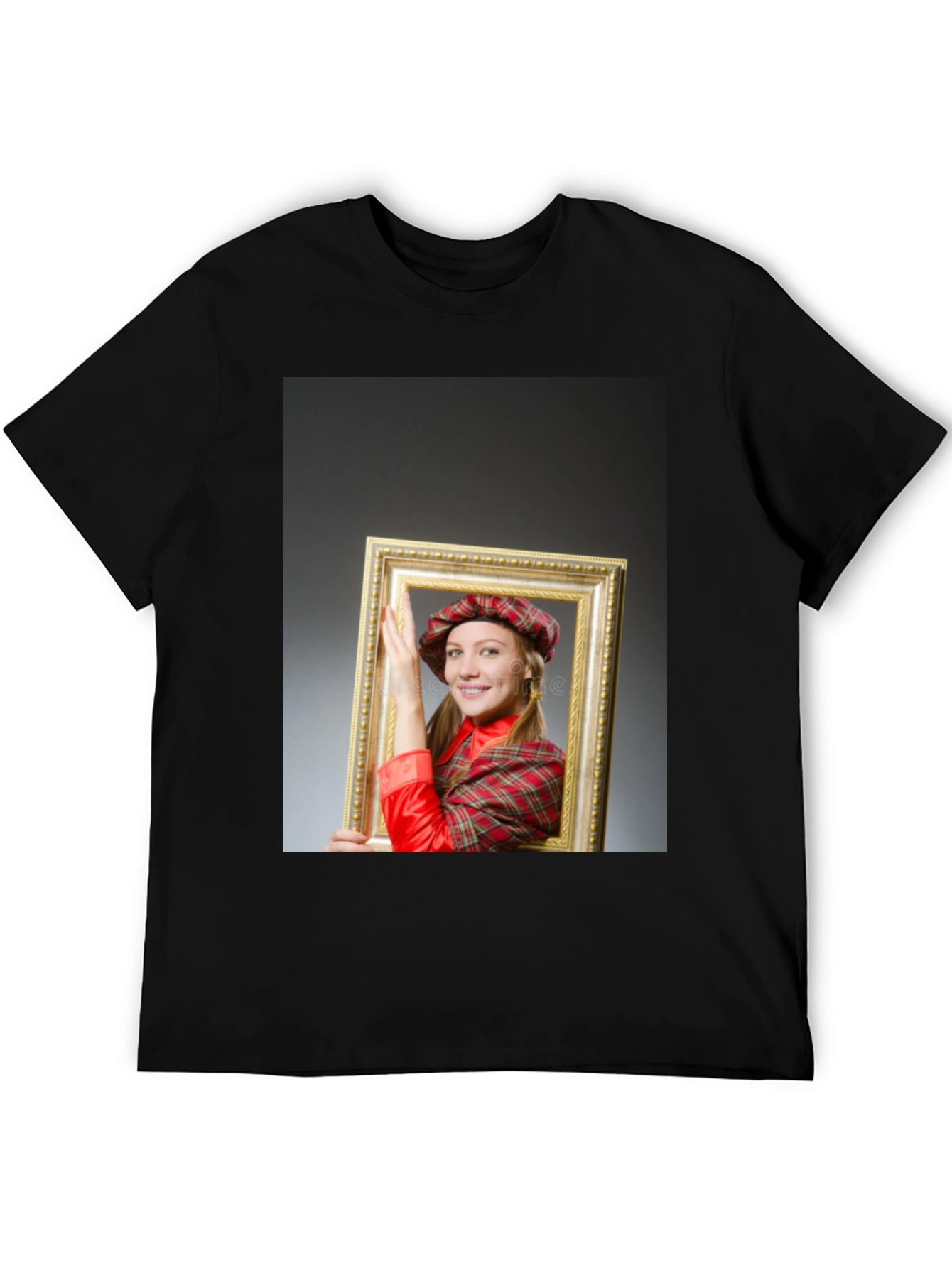 Funny Framed Woman Graphic Tee - Novelty T-Shirt