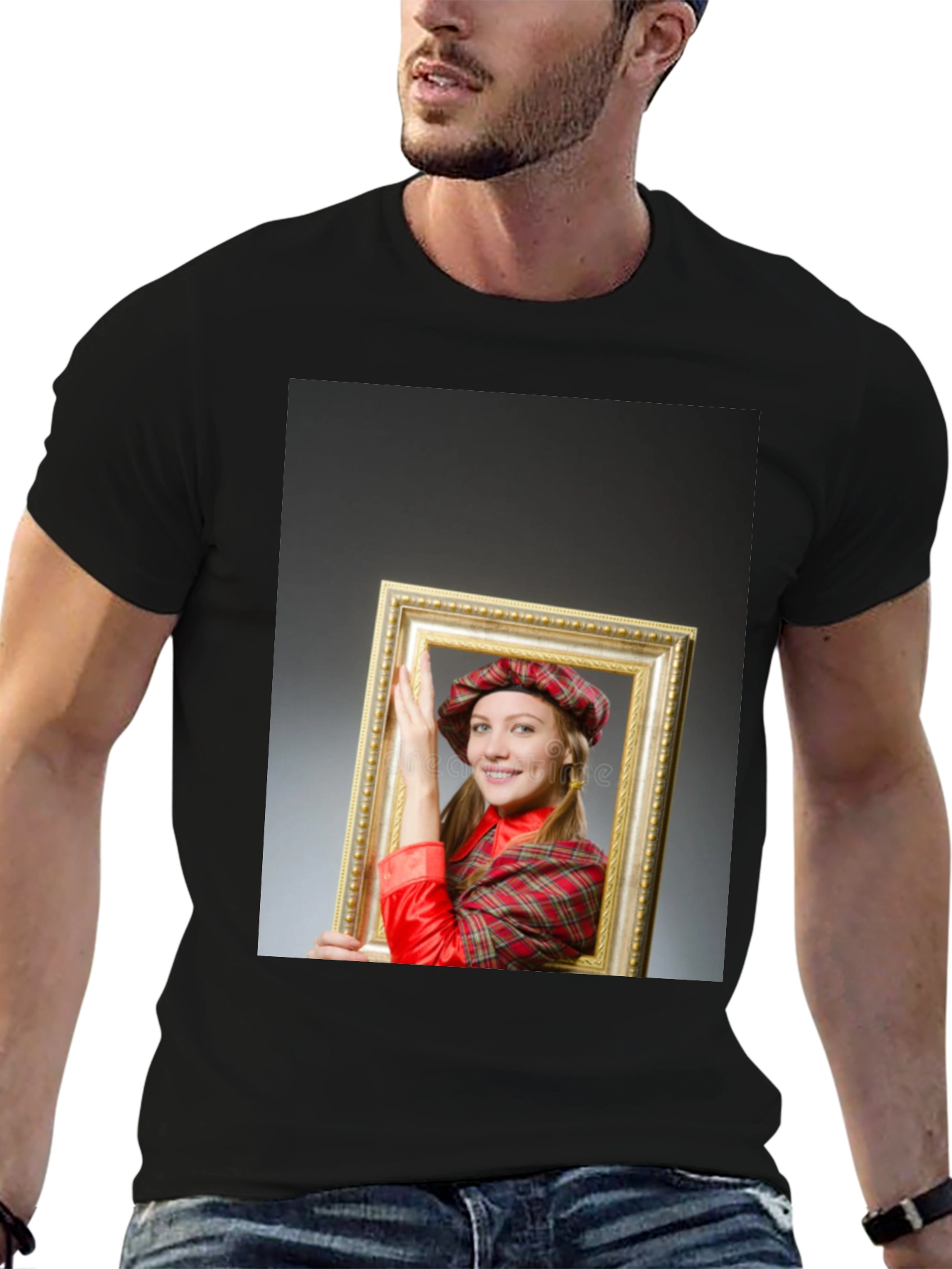 Funny Framed Woman Graphic Tee - Novelty T-Shirt