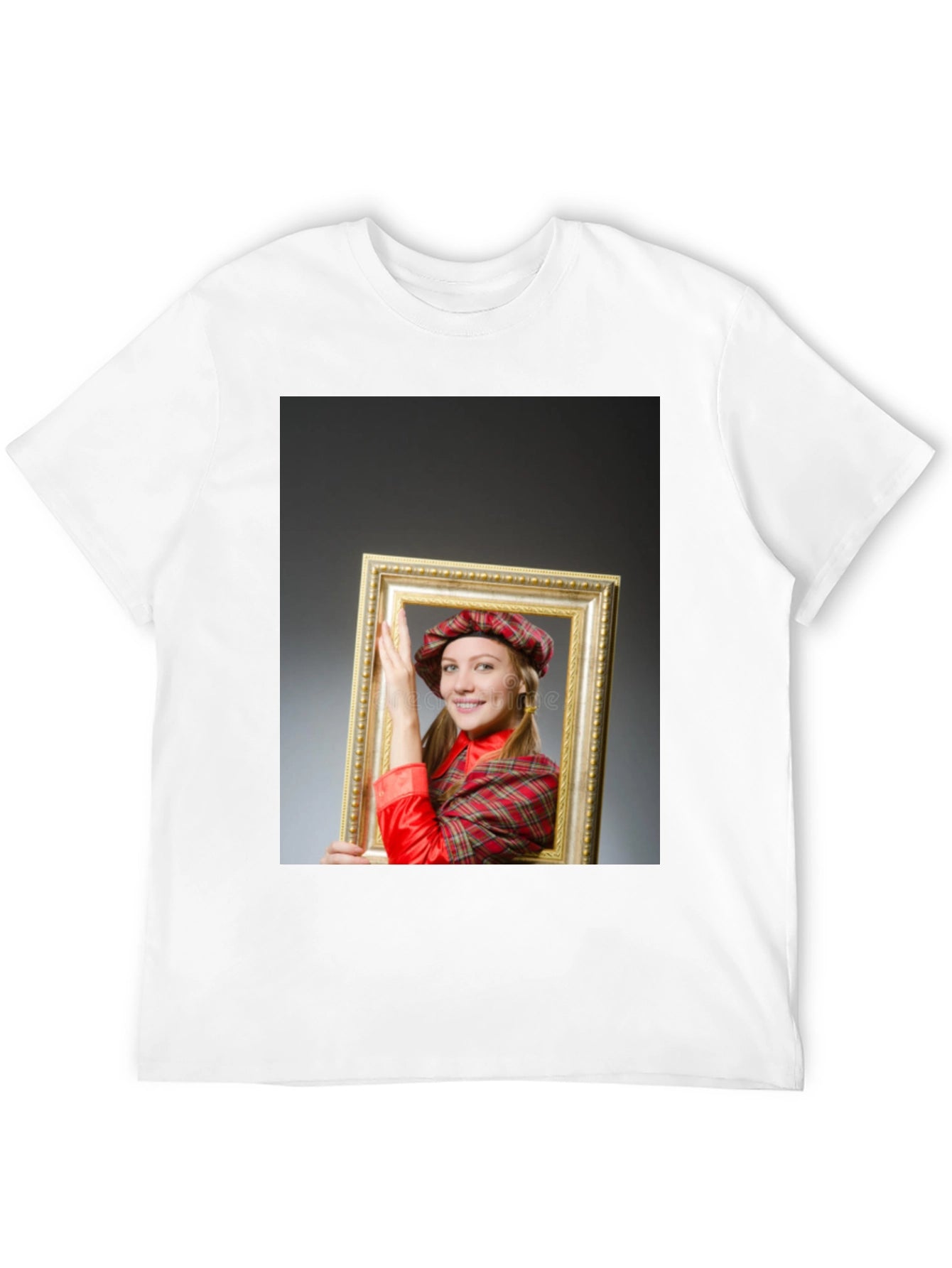 Funny Framed Woman Graphic Tee - Novelty T-Shirt