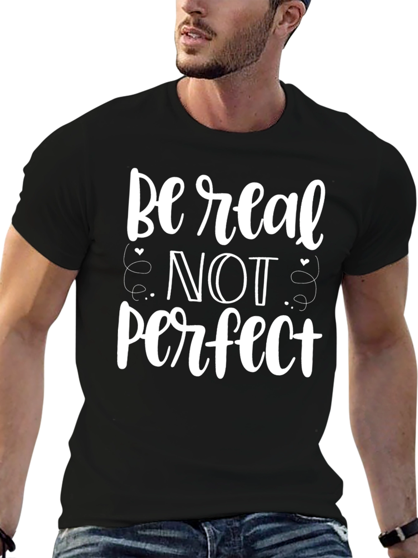 Be Real Not Perfect Black Graphic Tee