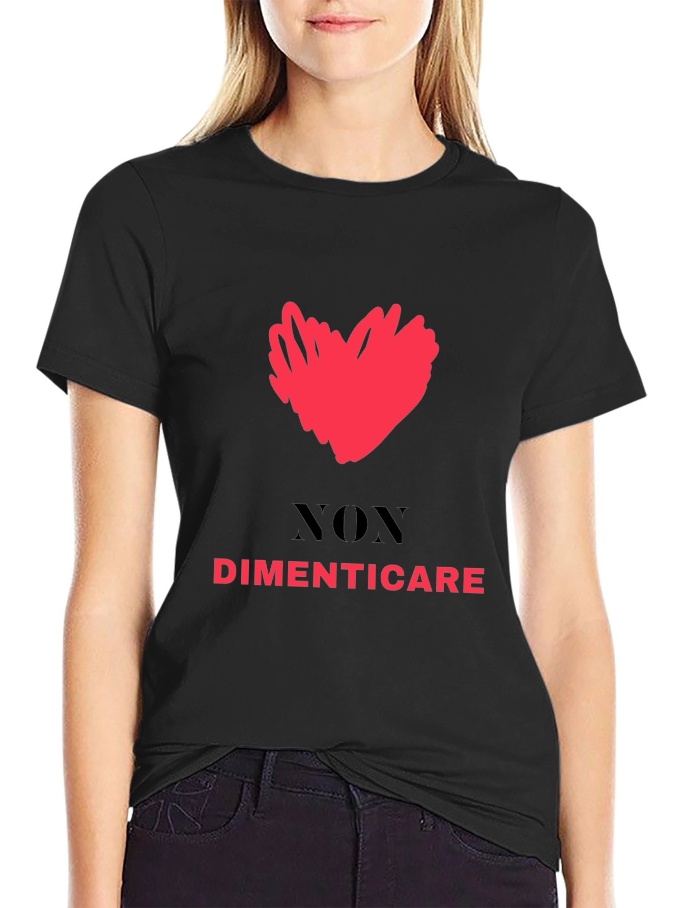 Dont Forget Tee - Heart Graphic Black T-Shirt