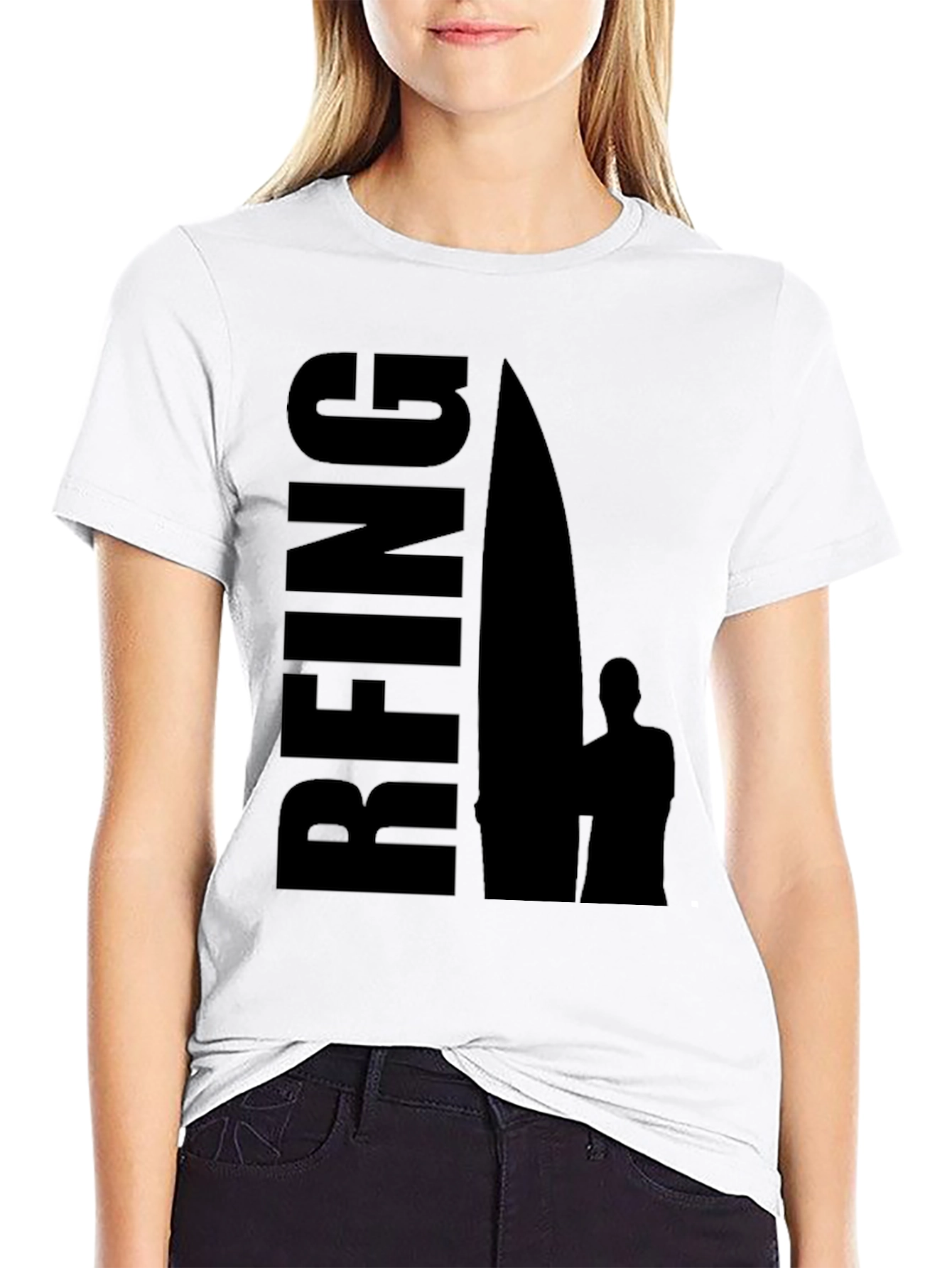 Black Surfing Graphic T-Shirt