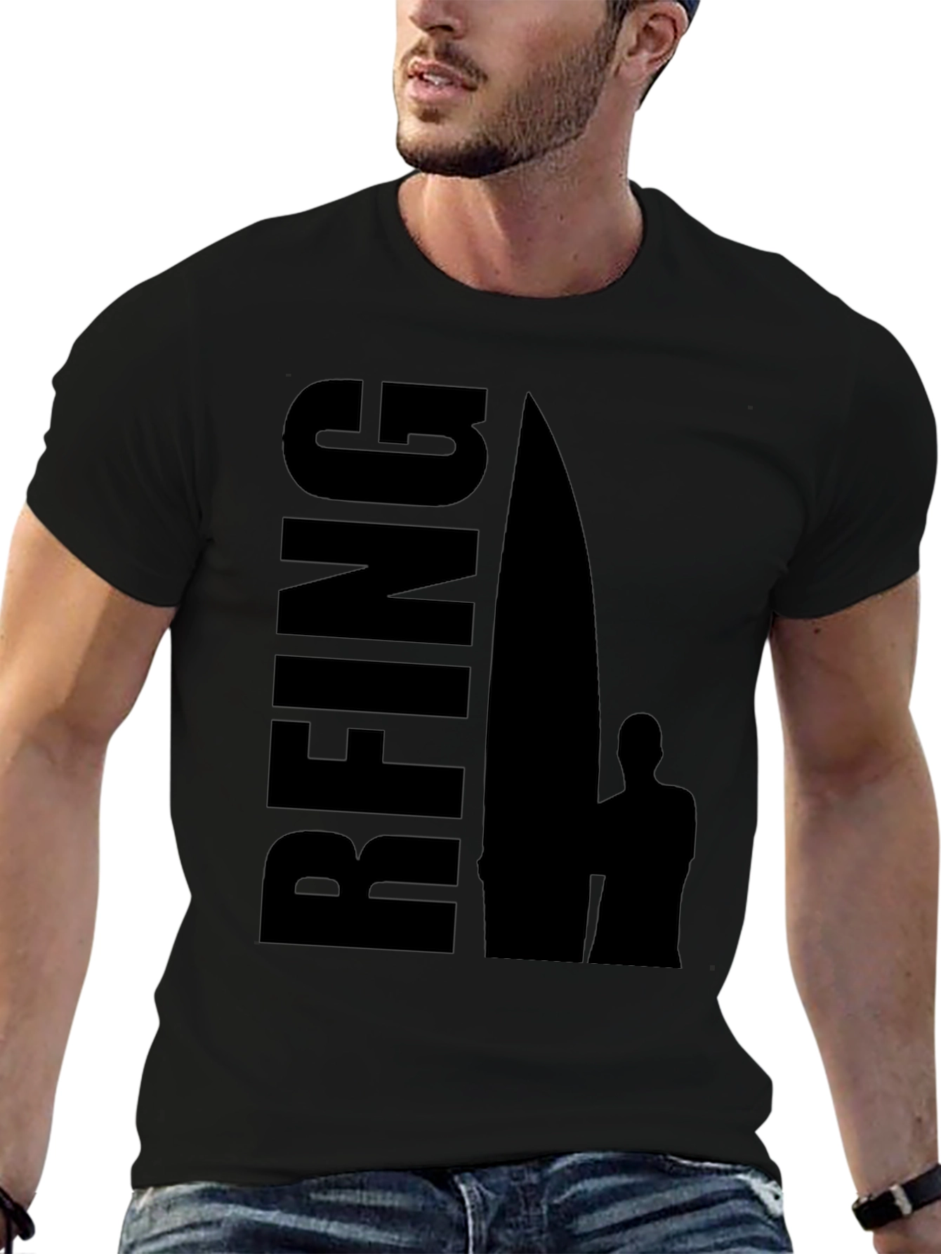 Black Surfing Graphic T-Shirt