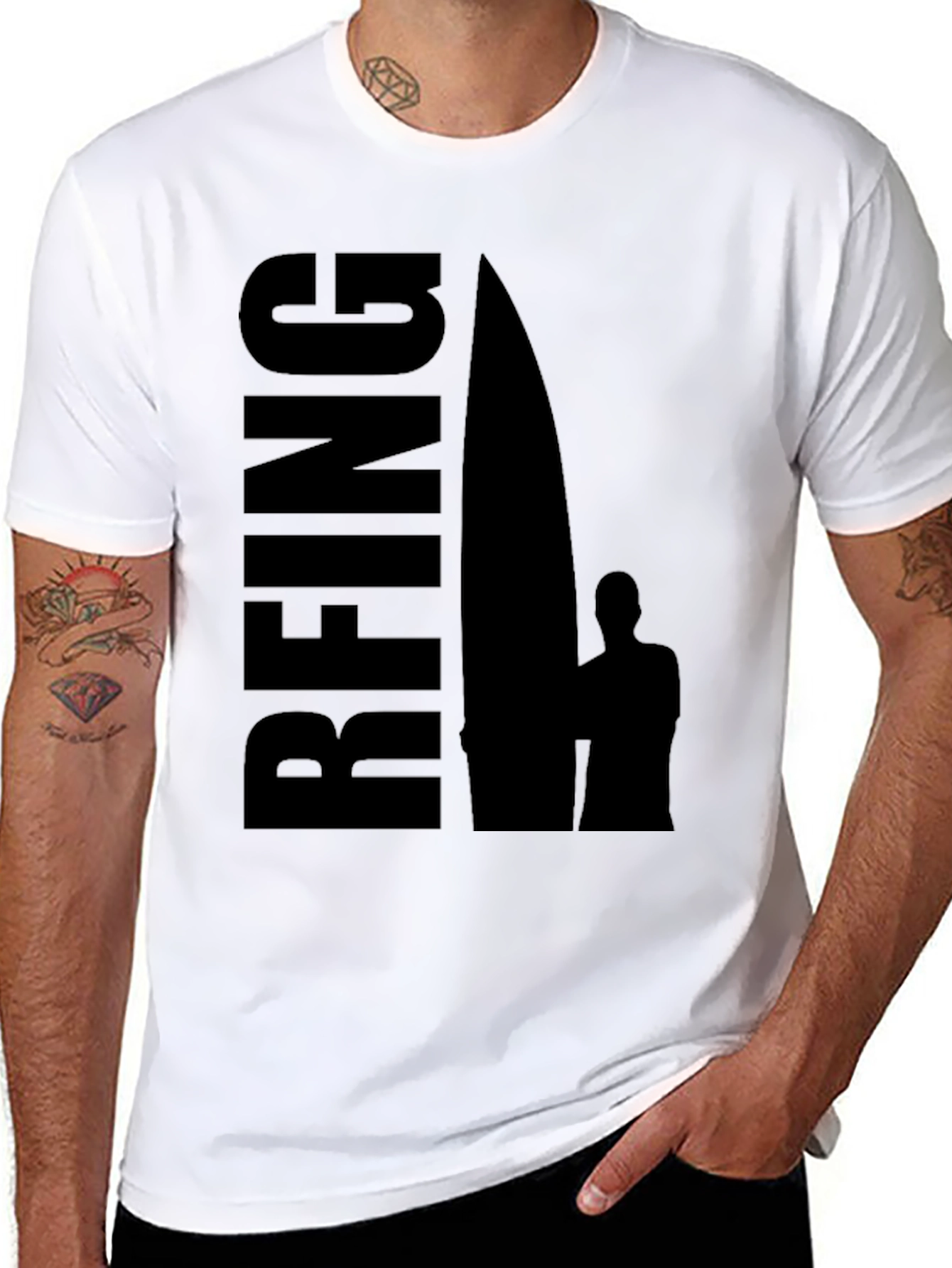 Black Surfing Graphic T-Shirt