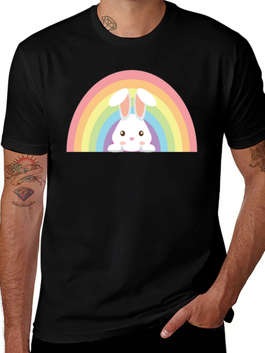 Rainbow Bunny Graphic Tee - Soft Cotton Casual Wear