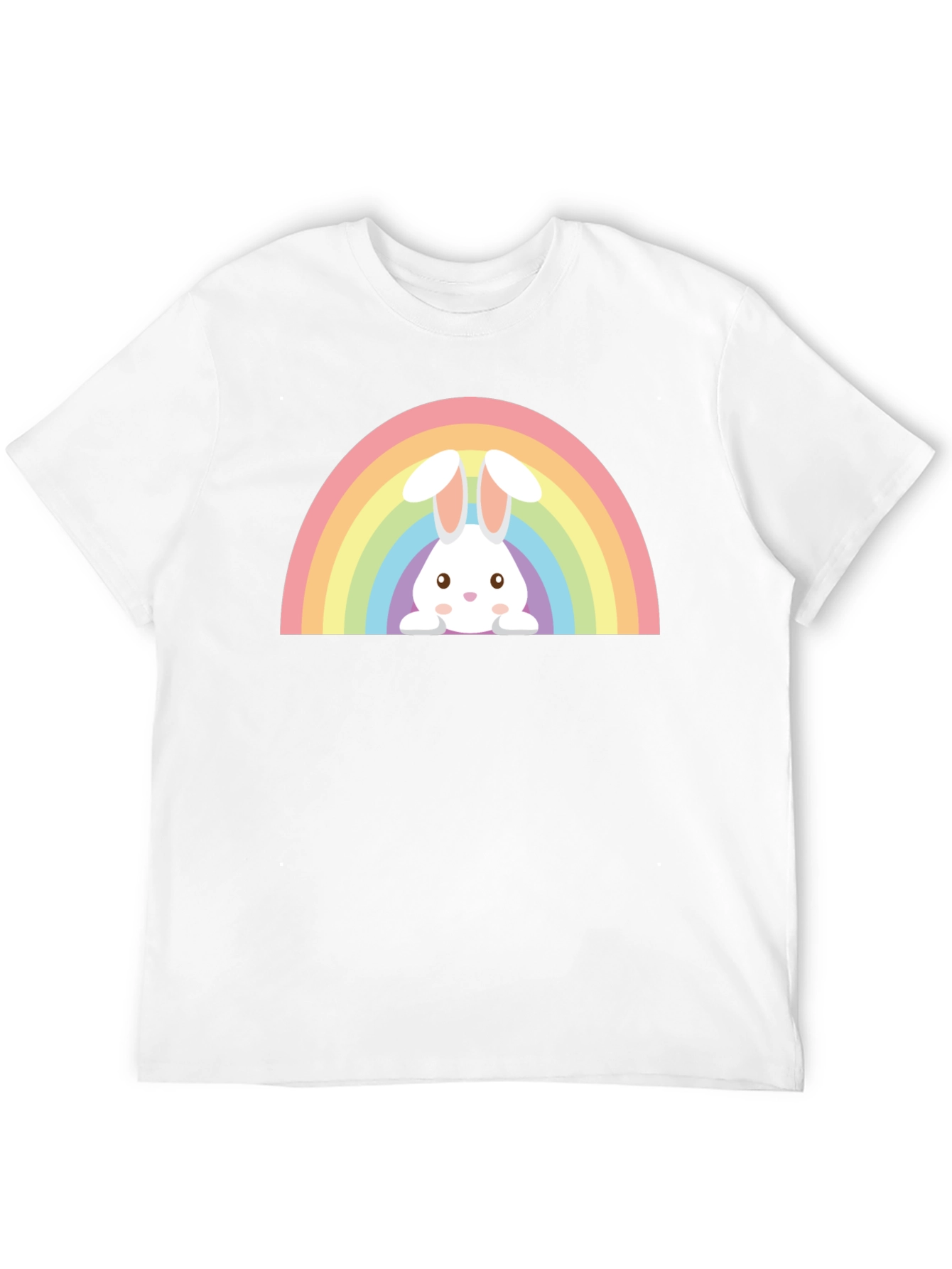 Rainbow Bunny Graphic Tee - Soft Cotton Casual Wear