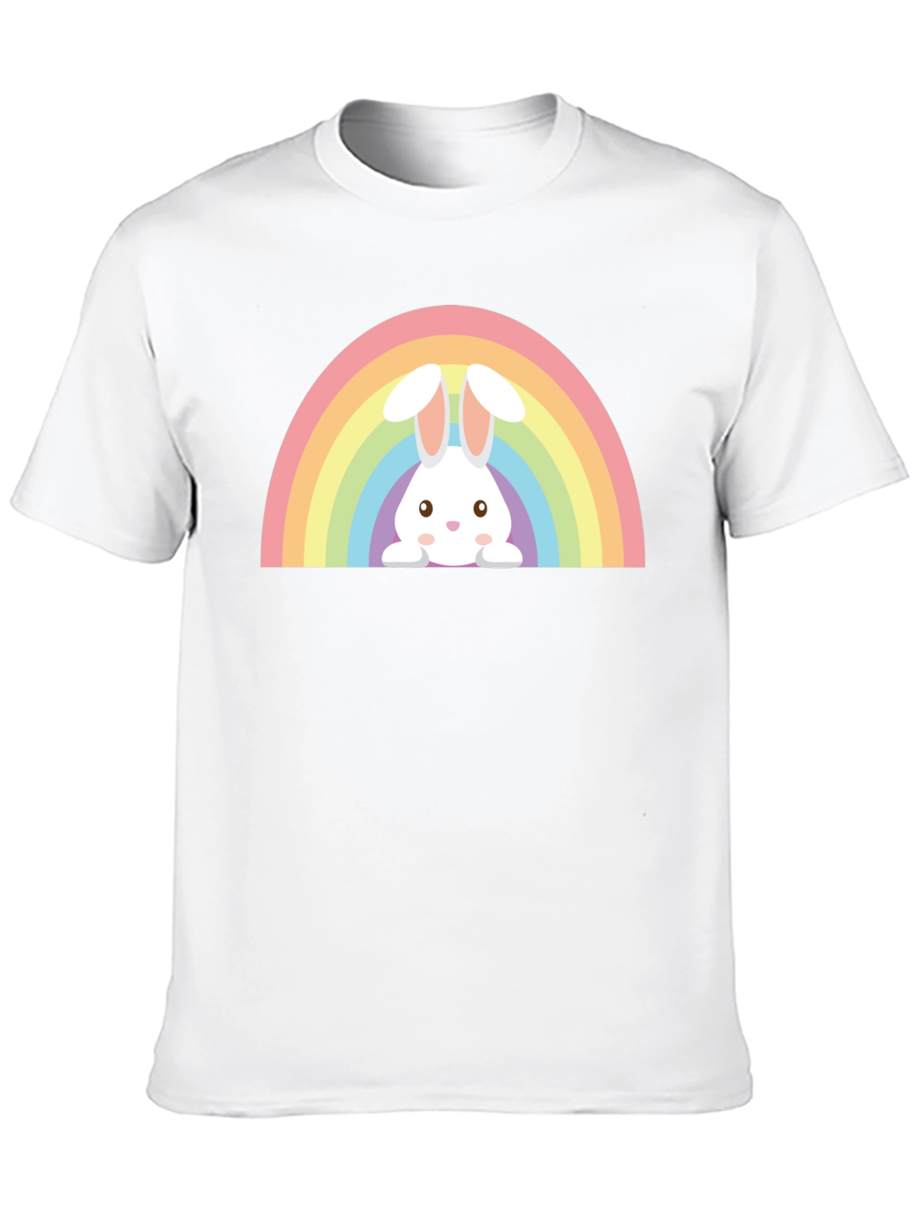Rainbow Bunny Graphic Tee - Soft Cotton Casual Wear