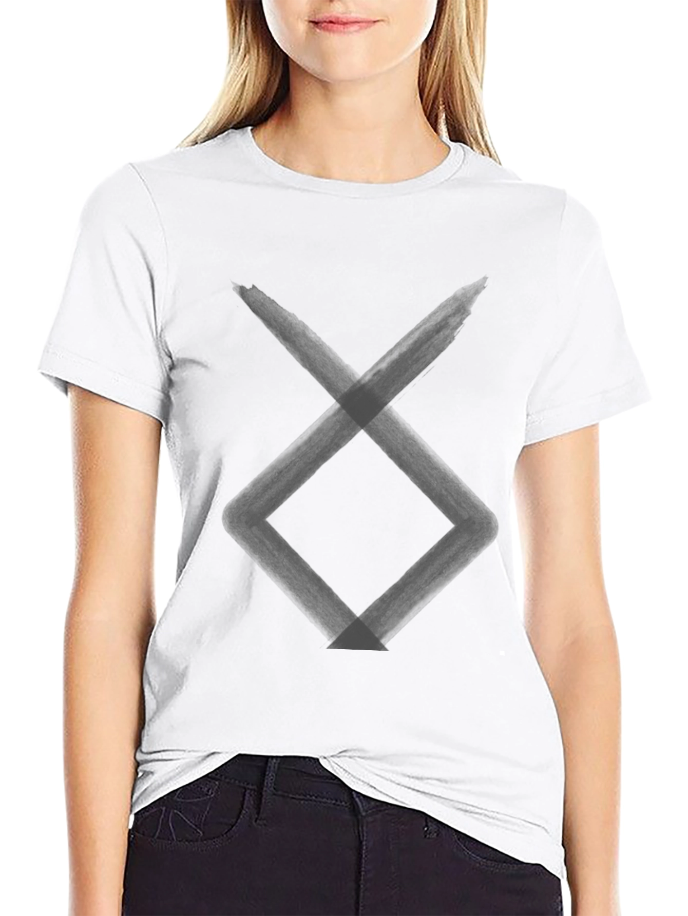 Black T-Shirt with Geometric Symbol Design