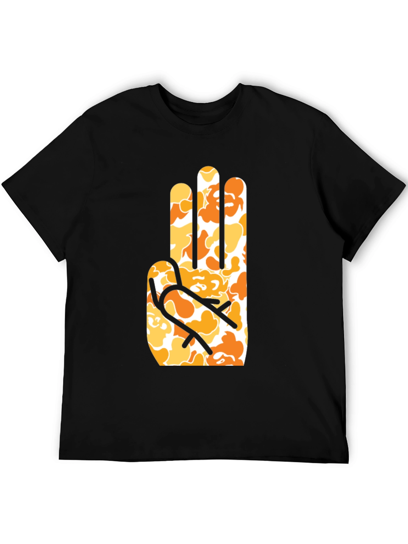 Abstract Hand Print Black T-Shirt