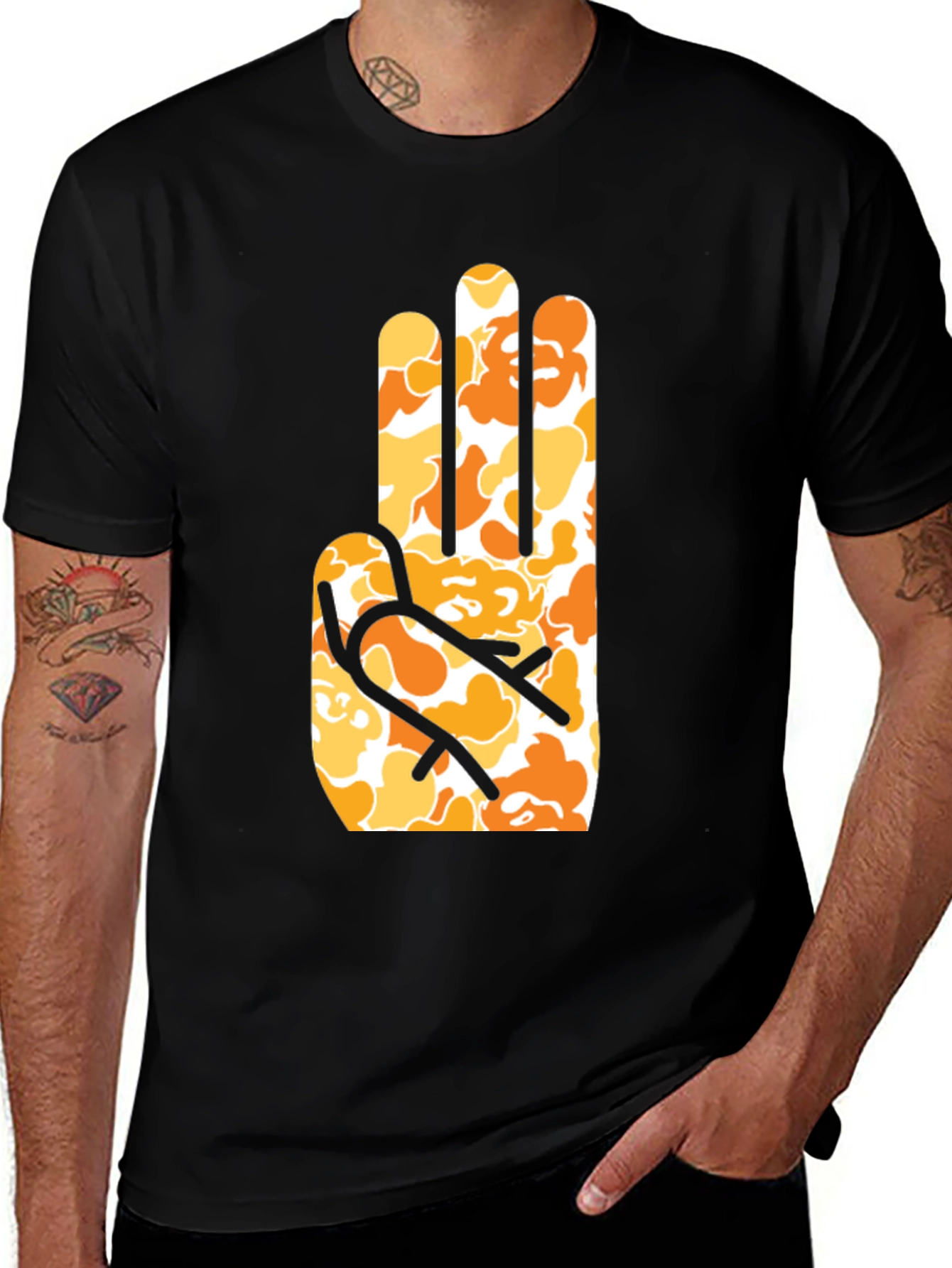 Abstract Hand Print Black T-Shirt