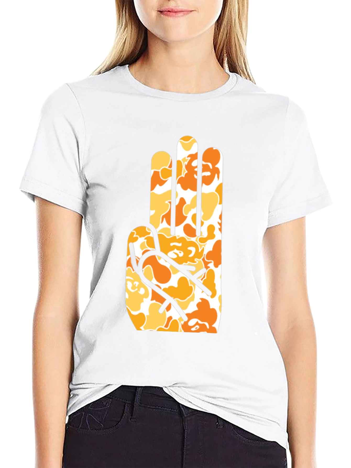 Abstract Hand Print Black T-Shirt