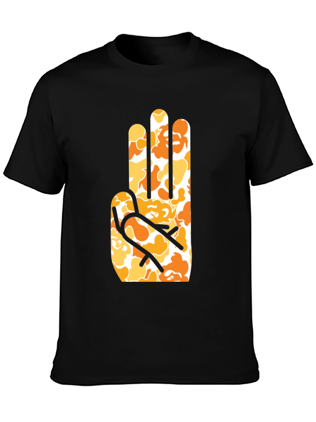 Abstract Hand Print Black T-Shirt