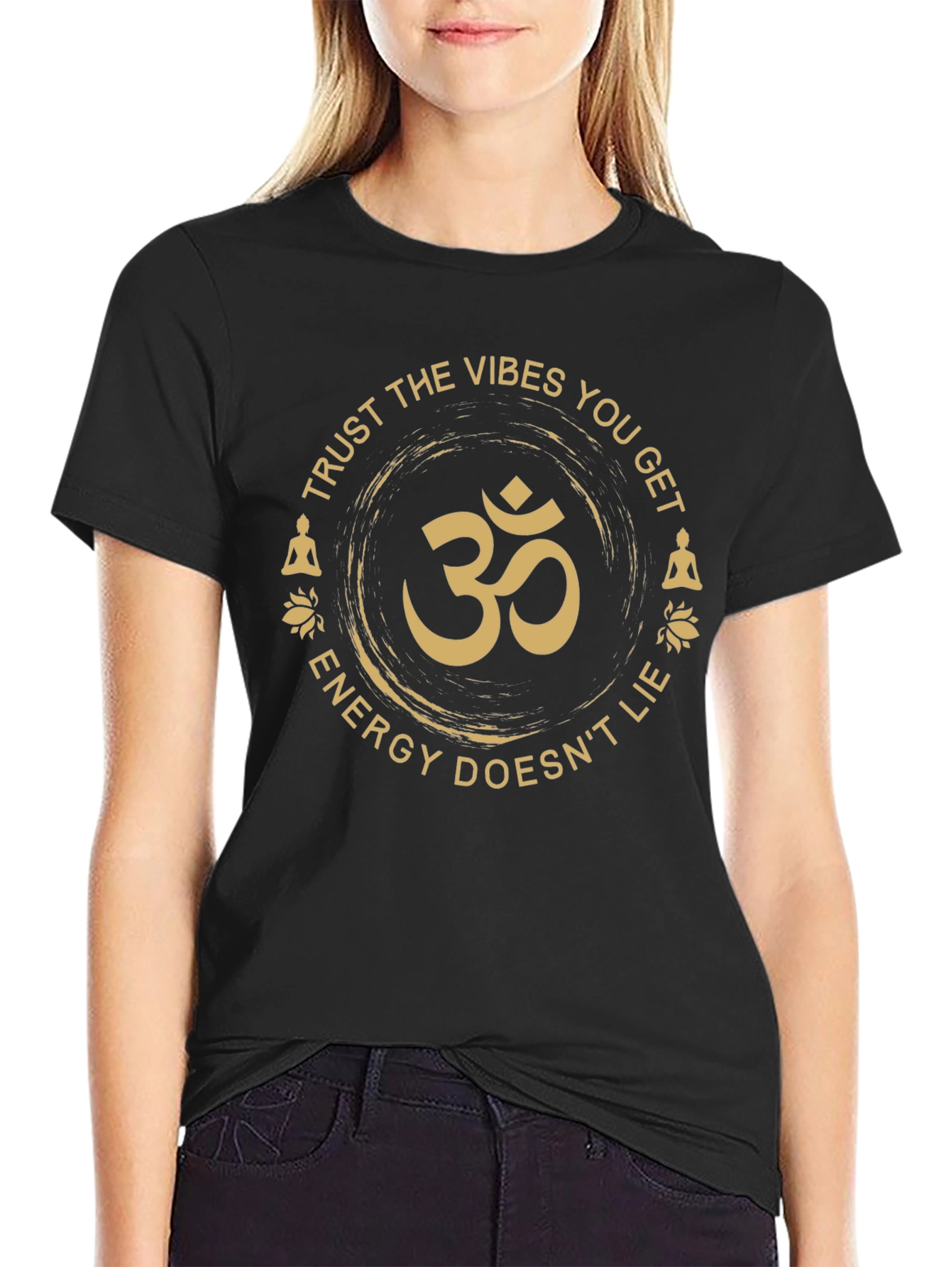 Vibes Om Symbol T-Shirt - Trust the Energy