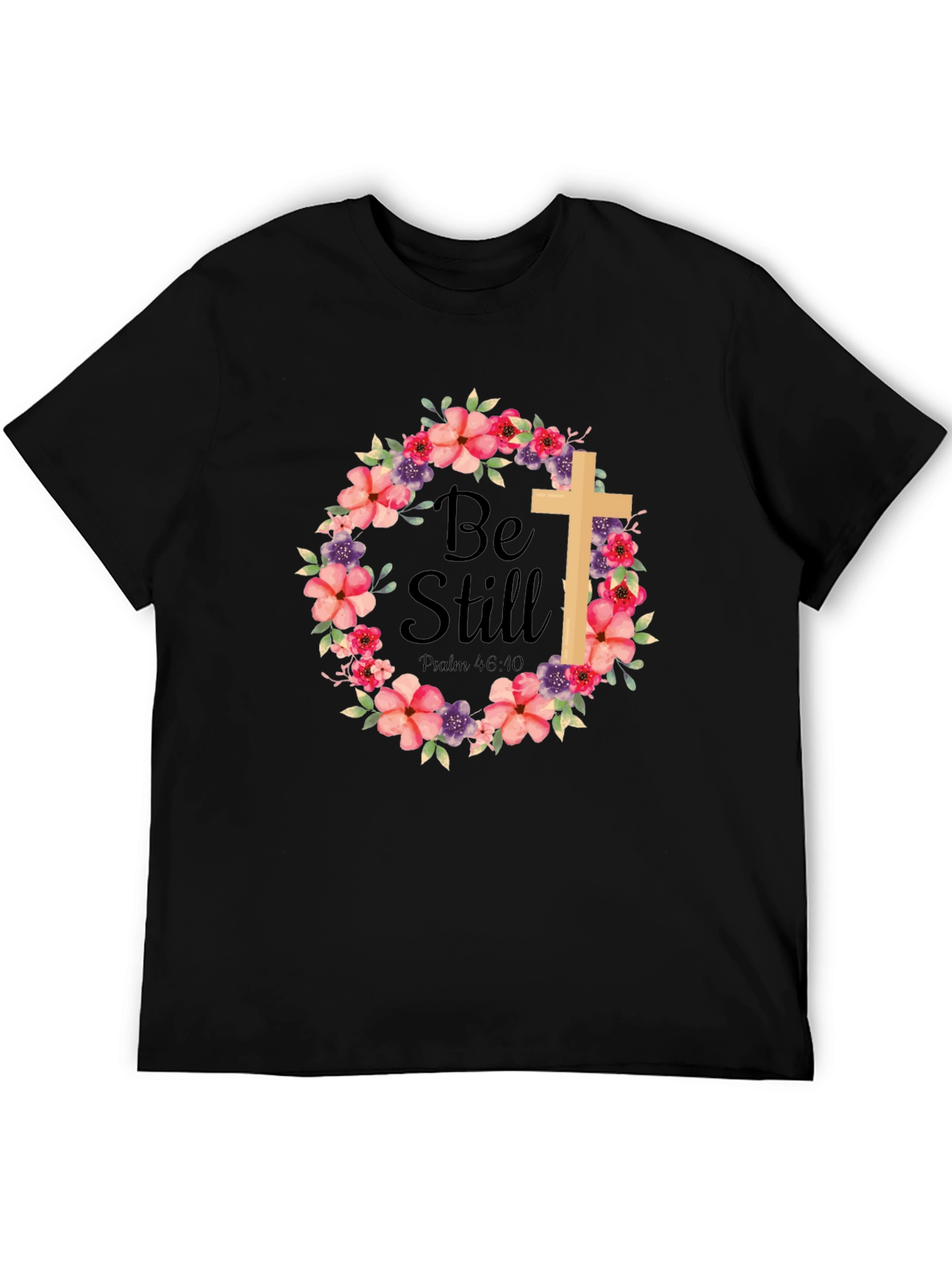 Be Still Floral Cross T-Shirt