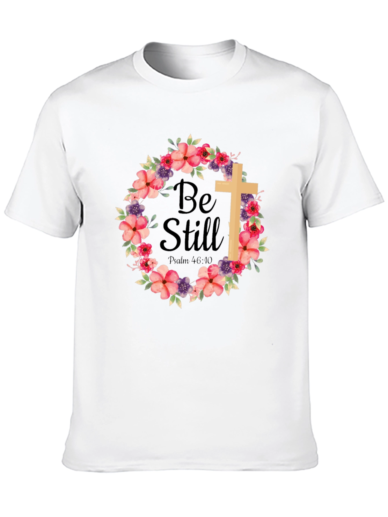 Be Still Floral Cross T-Shirt