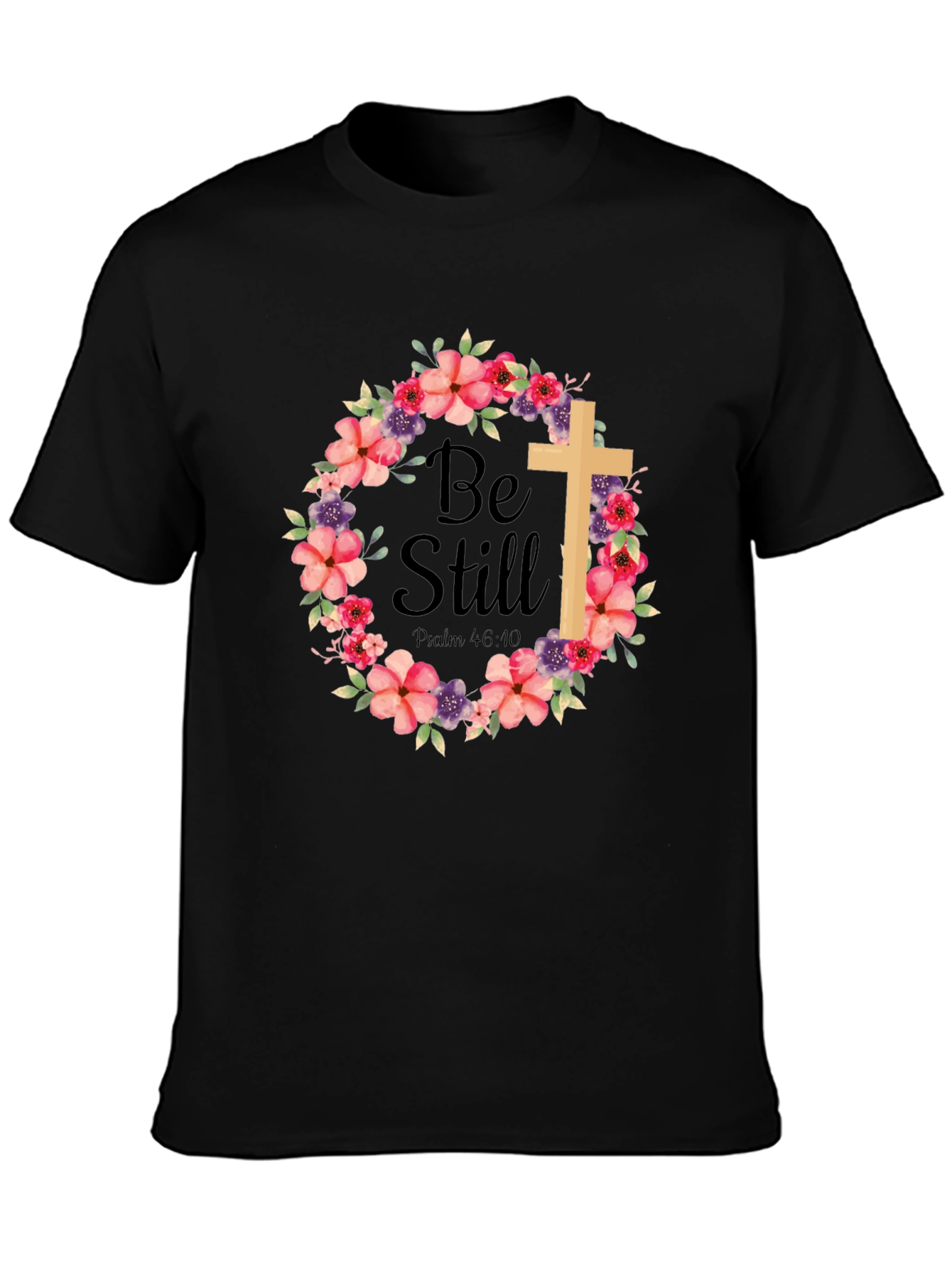 Be Still Floral Cross T-Shirt