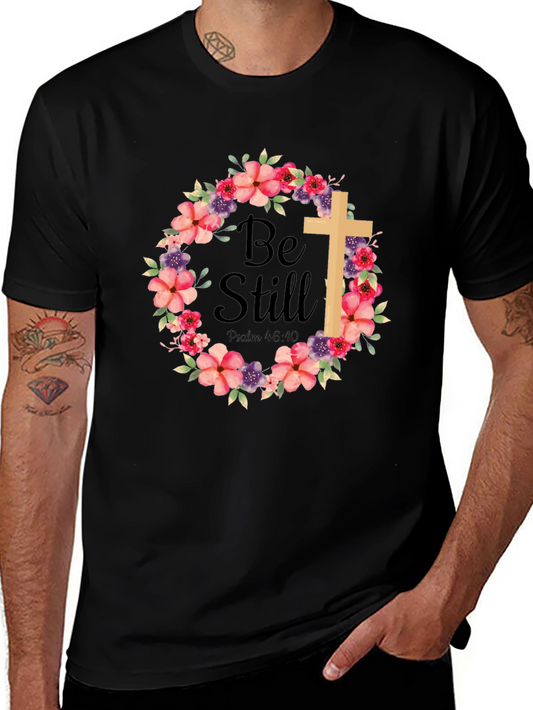 Be Still Floral Cross T-Shirt