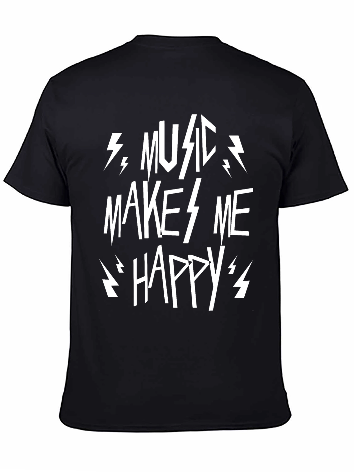 Music Makes Me Happy Black T-Shirt
