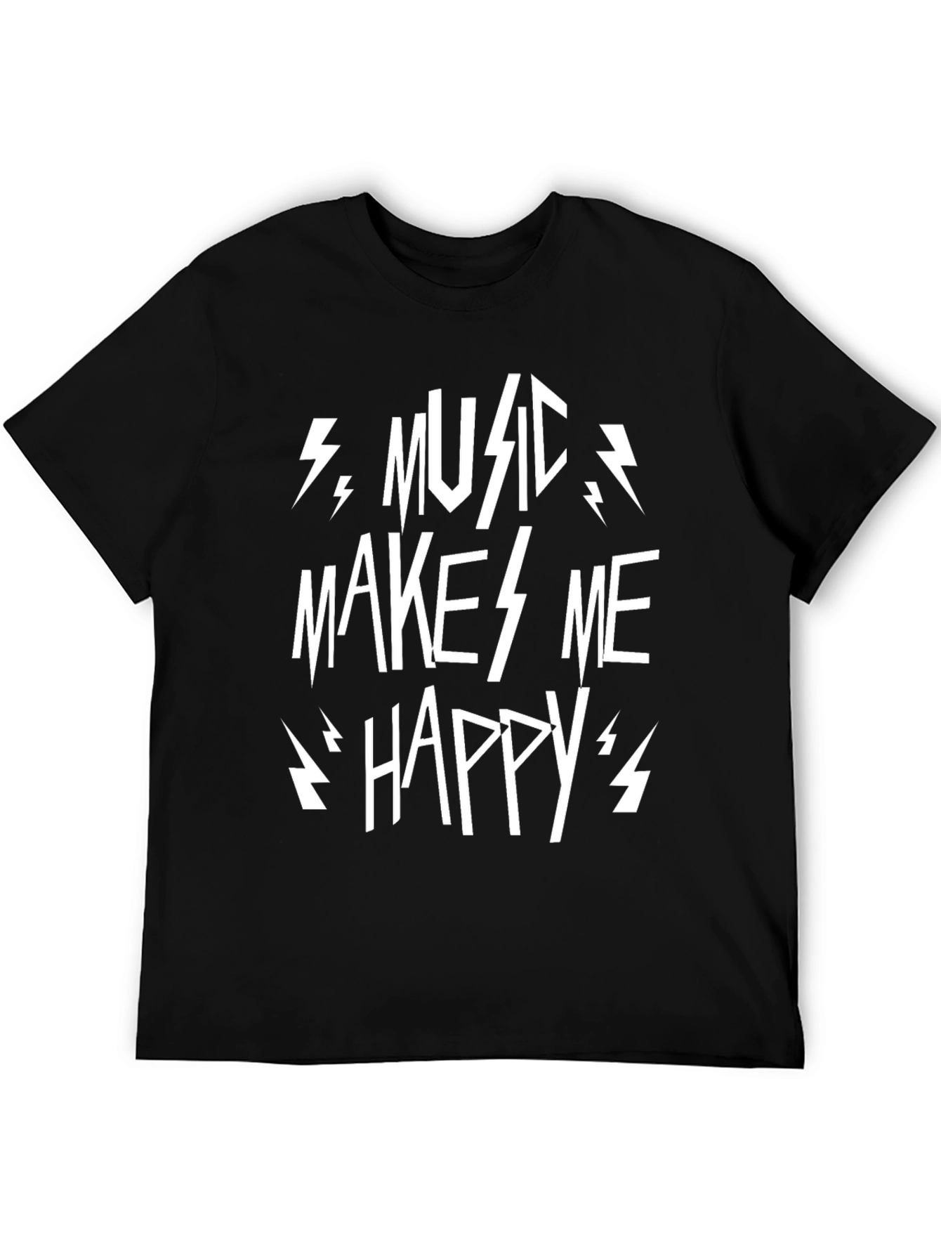 Music Makes Me Happy Black T-Shirt