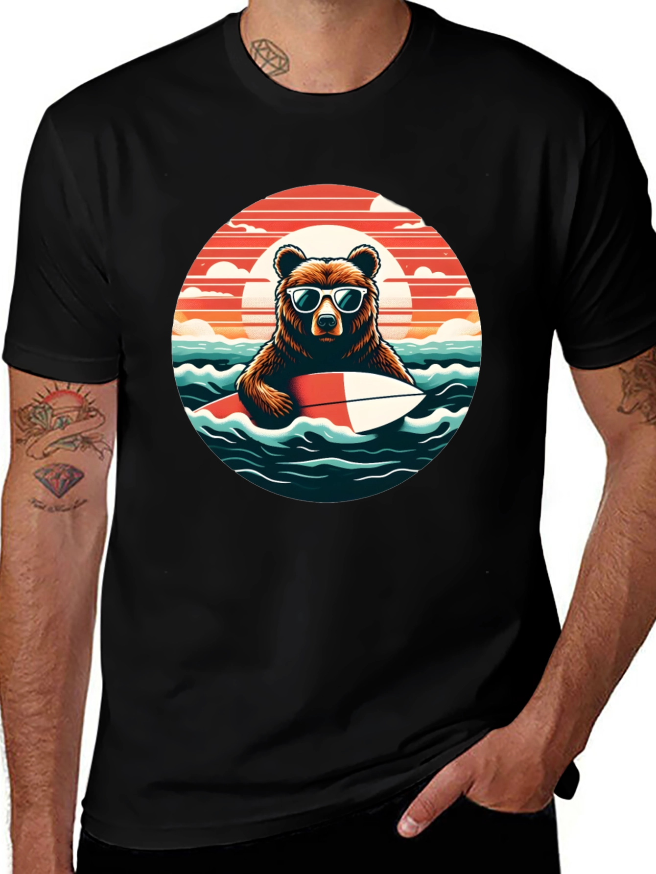 Surfing Bear T-Shirt - Cool Summer Vibes