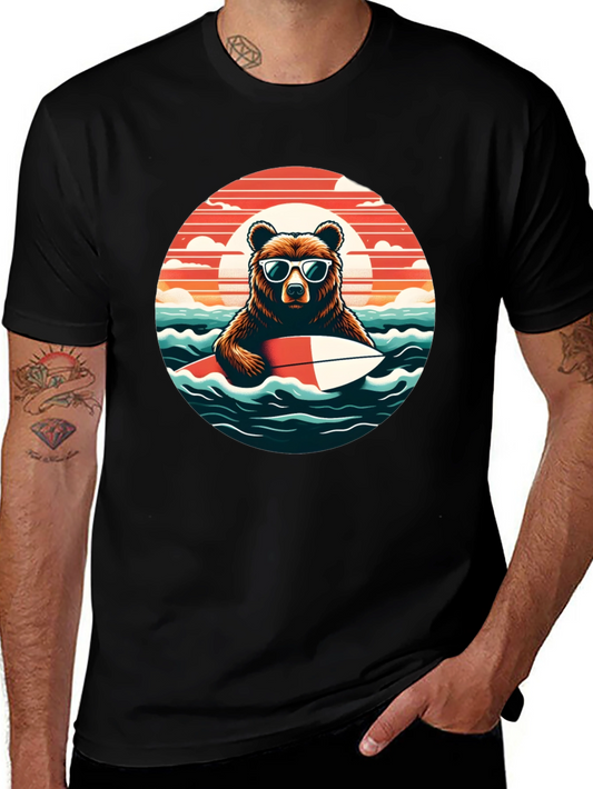 Surfing Bear T-Shirt - Cool Summer Vibes
