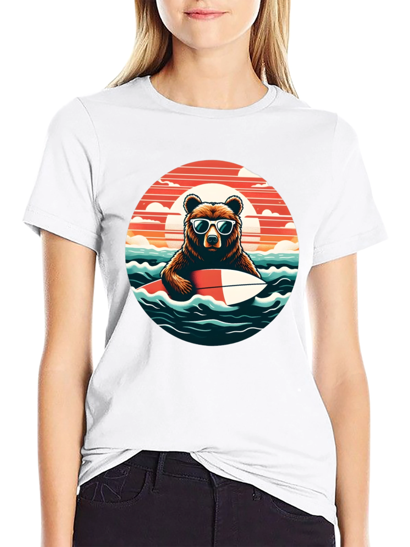 Surfing Bear T-Shirt - Cool Summer Vibes