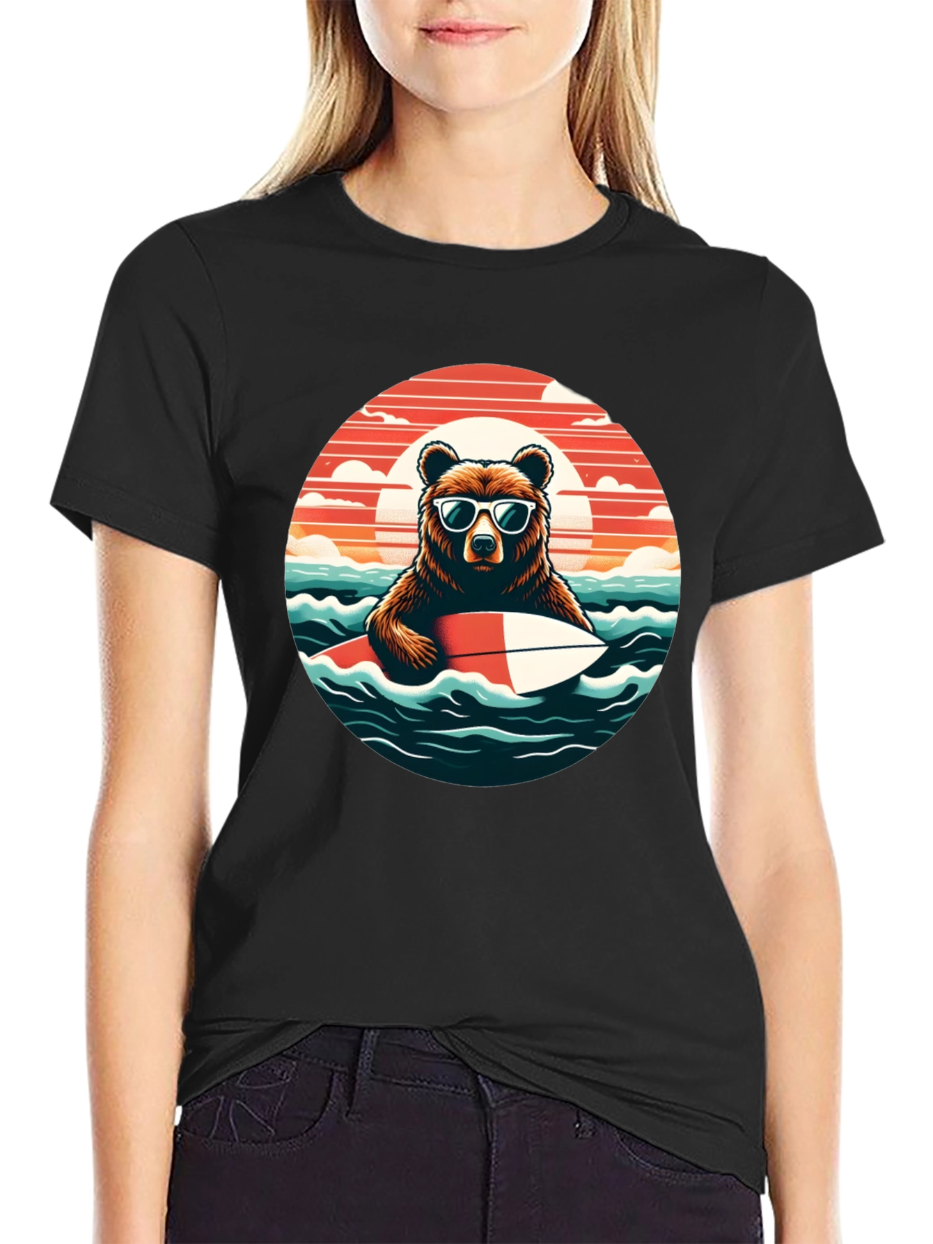 Surfing Bear T-Shirt - Cool Summer Vibes
