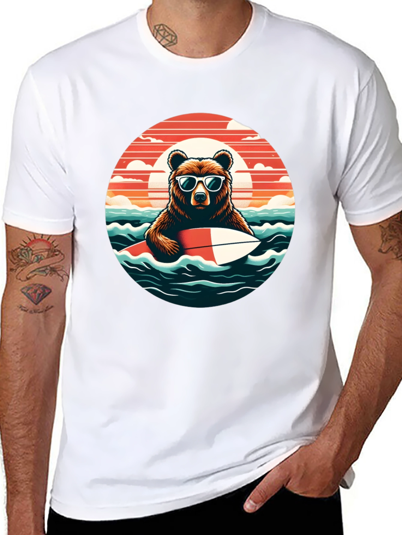 Surfing Bear T-Shirt - Cool Summer Vibes